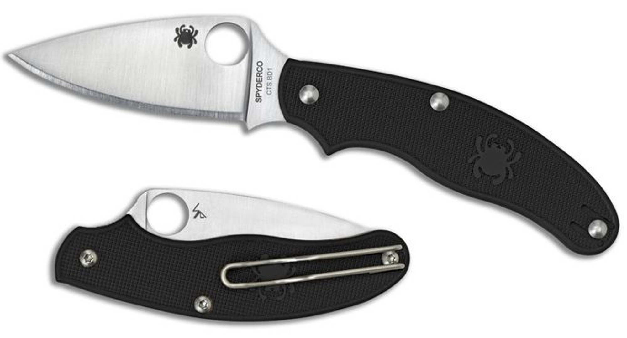 Spyderco C94PBK UK Penknife Leaf Shape Black FRN Plain Edge