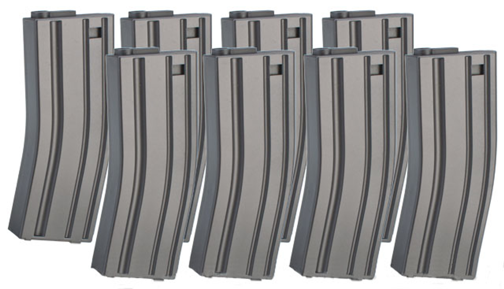 MAG 130rd Midcap Magazine for M4 / M16 Series Airsoft AEG Rifles (Color: Grey / Set of 8)