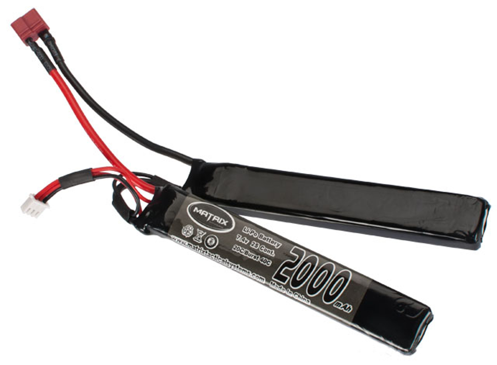 Matrix 7.4v 2000mAh 20C Airsoft Li-Poly Battery - Deans Connector