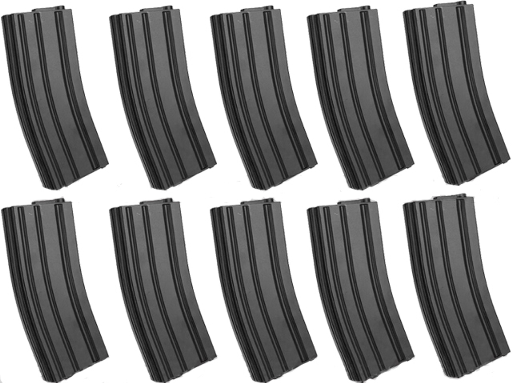 6mmProShop 130rd Midcap Magazine for M4 M16 Series Airsoft AEG Rifles (Color: Black / Set of 10)