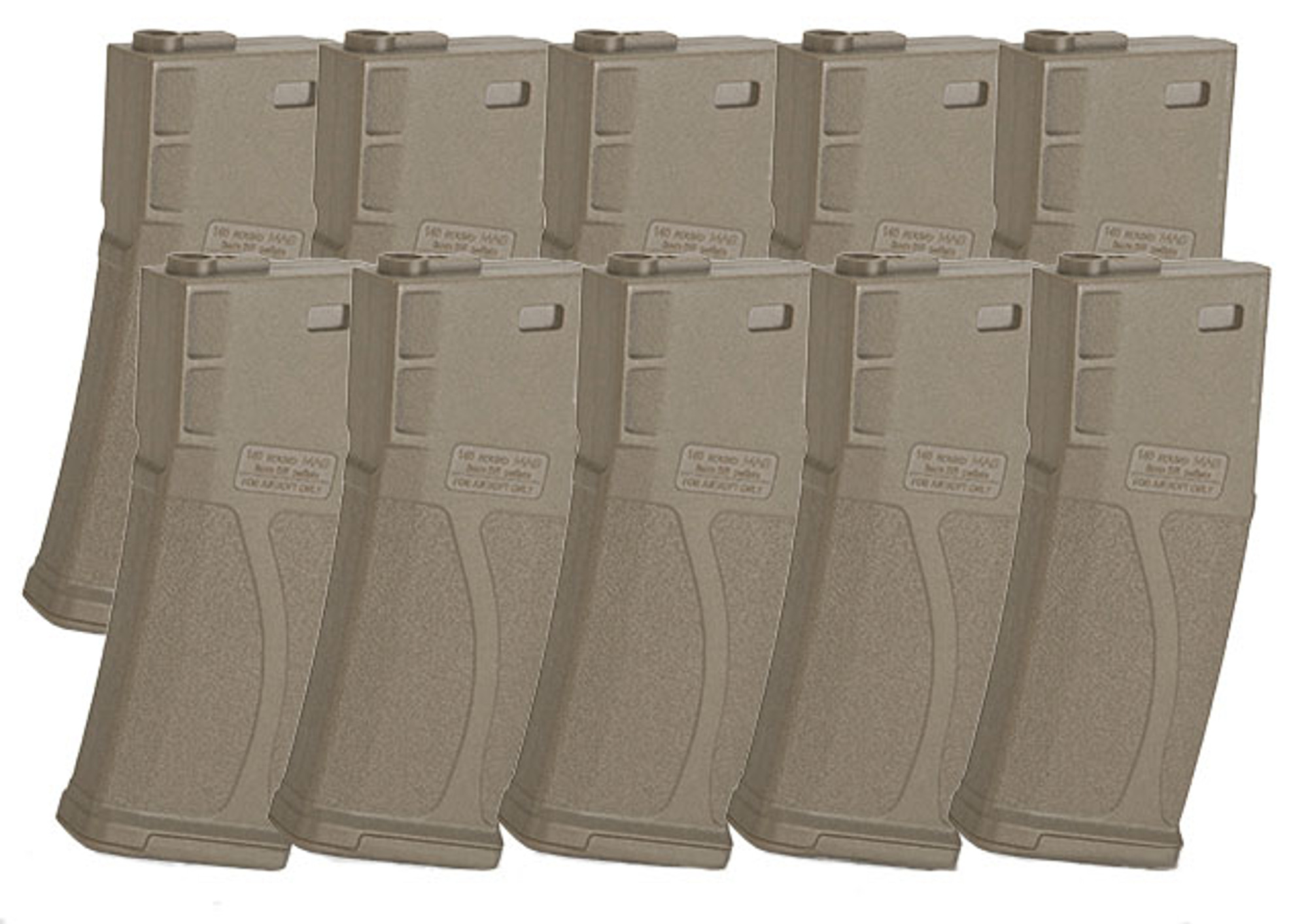 Blue Box 140rd Polymer Midcap Magazine for M4 / M16 Series Airsoft AEG Rifles (Color: Tan / Box of 10)