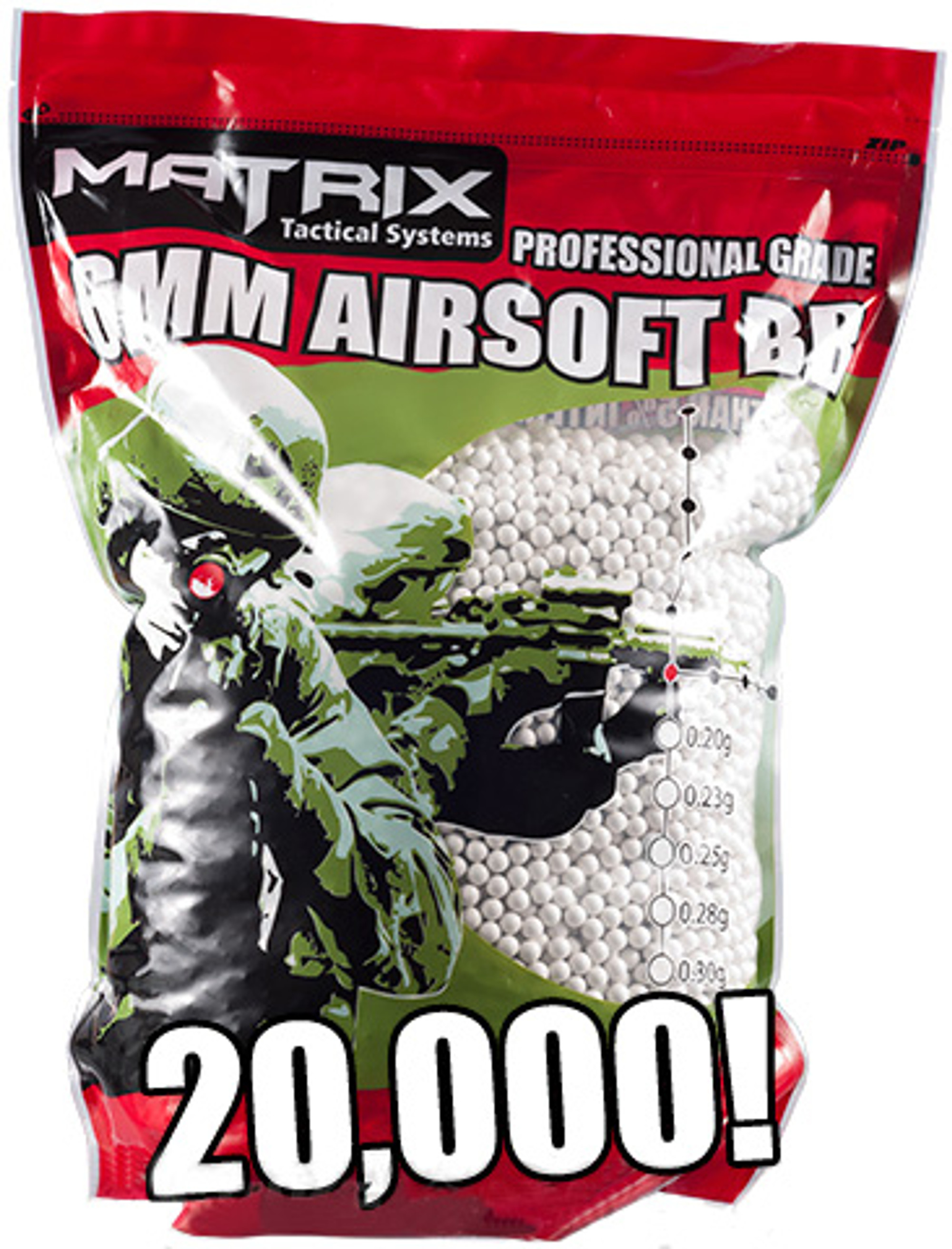 Matrix 0.23g Match Grade 6mm Airsoft BB Bulk Buy Bag - 20,000/ White