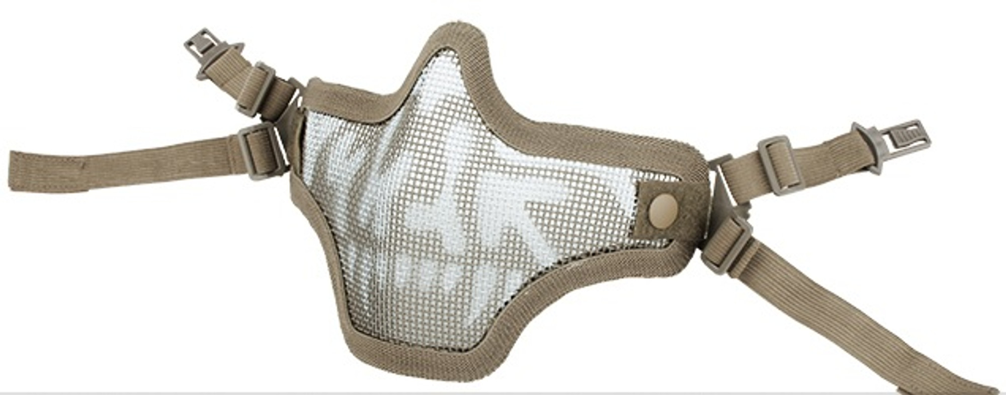 6mmProShop Iron Steel Mesh "Striker V1" Lower Half Mask for Use with Bump Helmets -  Tan with Skull