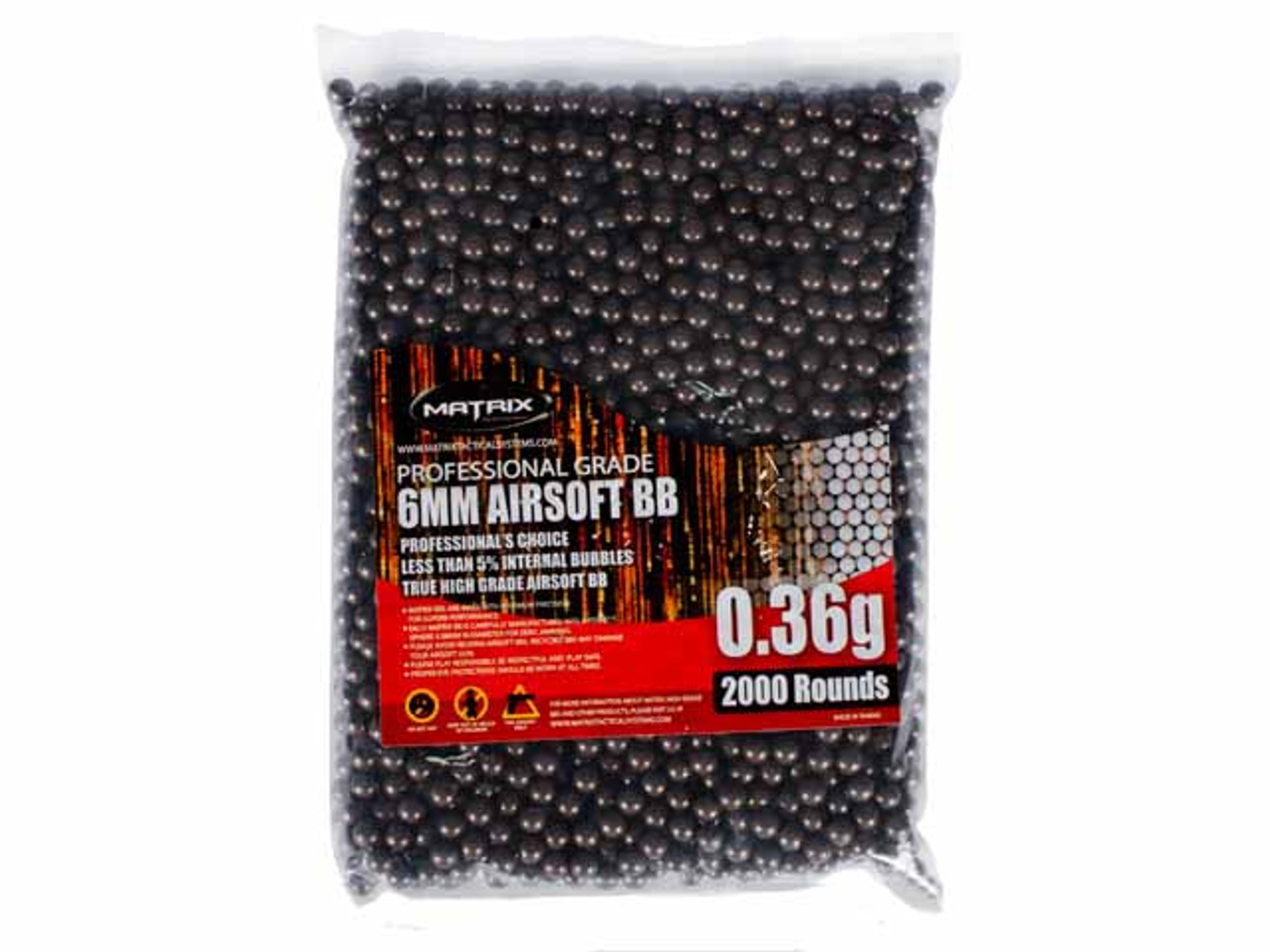 Matrix White 0.36g Match Grade Sniper 6mm Airsoft BBs - 2,000 Rounds