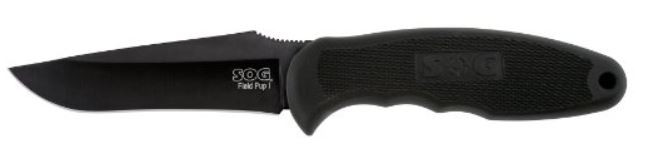 SOG FP4 Field Pup Black TiNi w/Leather Sheath