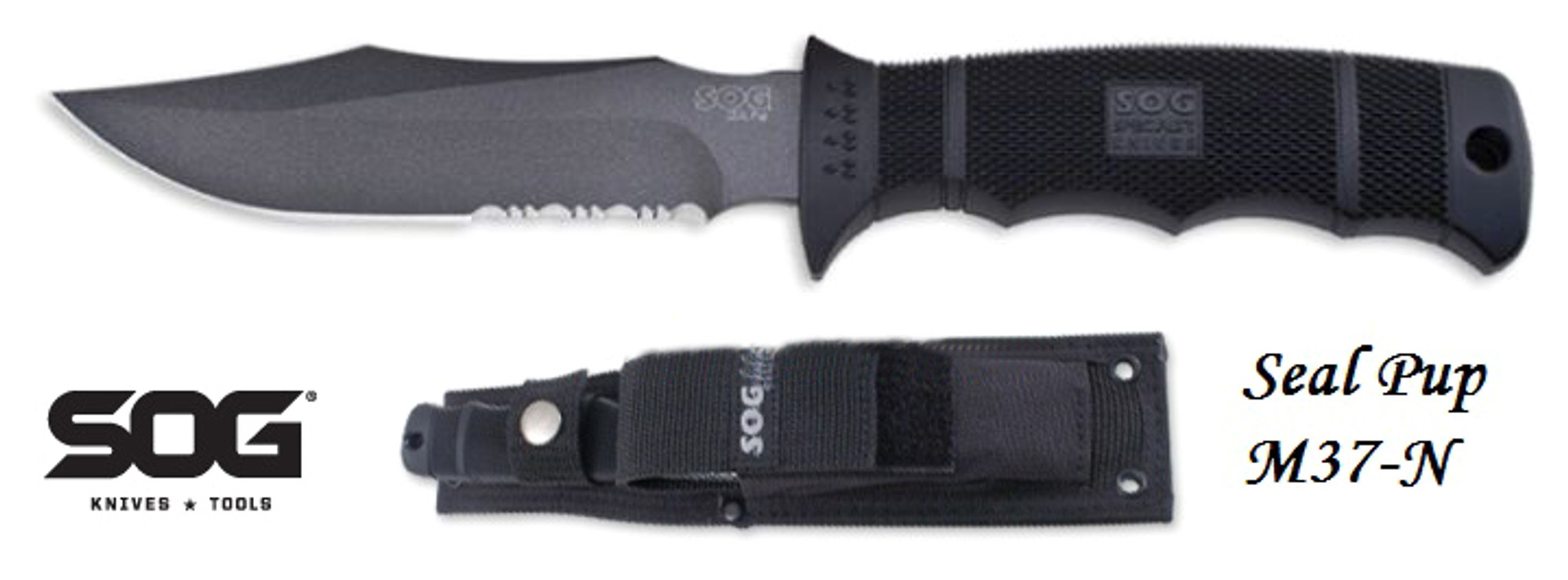 SOG M37N Seal Pup AUS8 w/Nylon Sheath