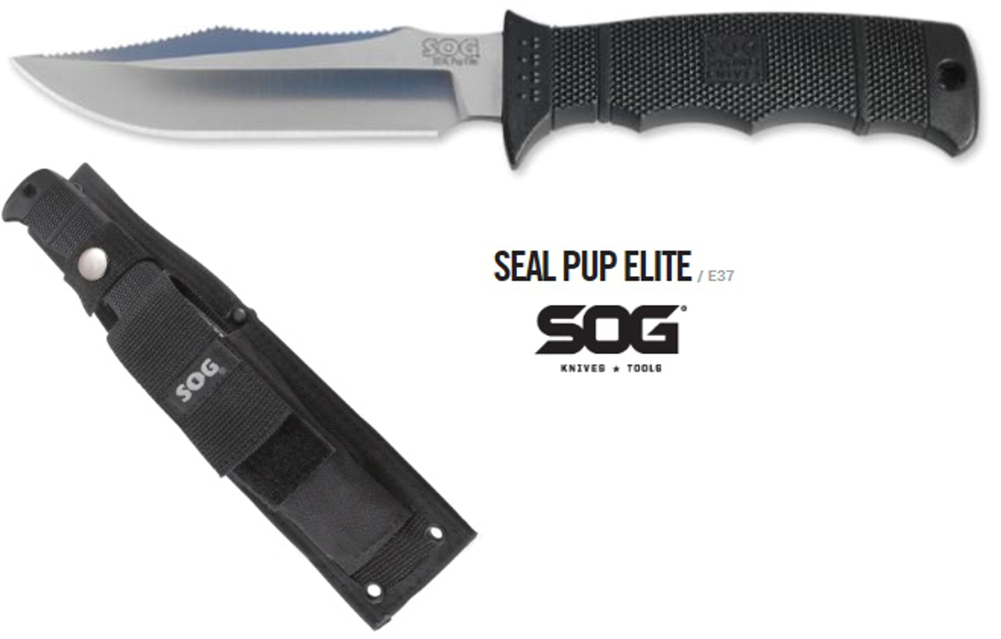 SOG Seal Pup E37N Elite Plain Edge w/ Nylon Sheath