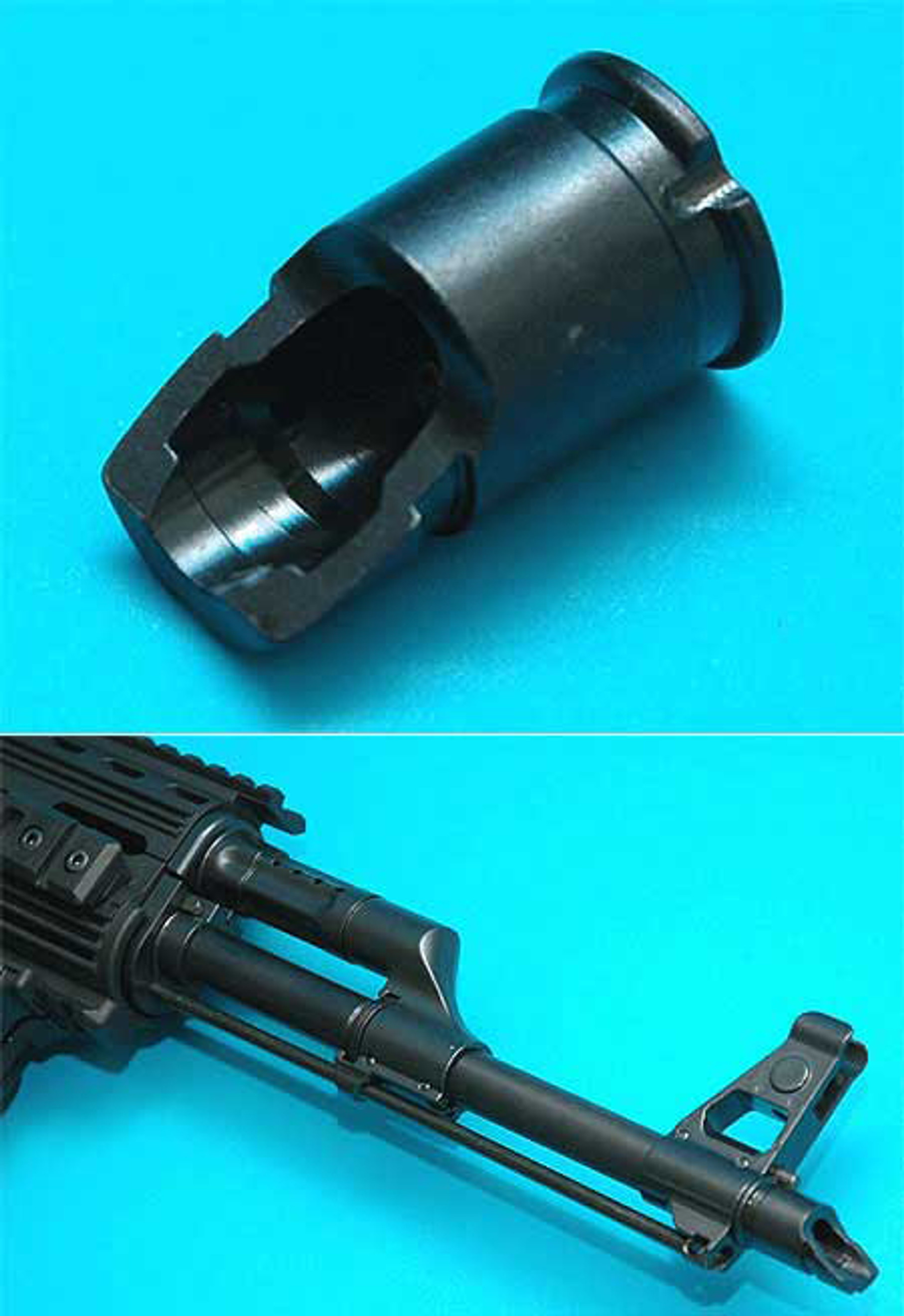 AKM Type Slant Full Steel Compensator  Flashhider for AK Series Airsoft AEG - 14mm Negative