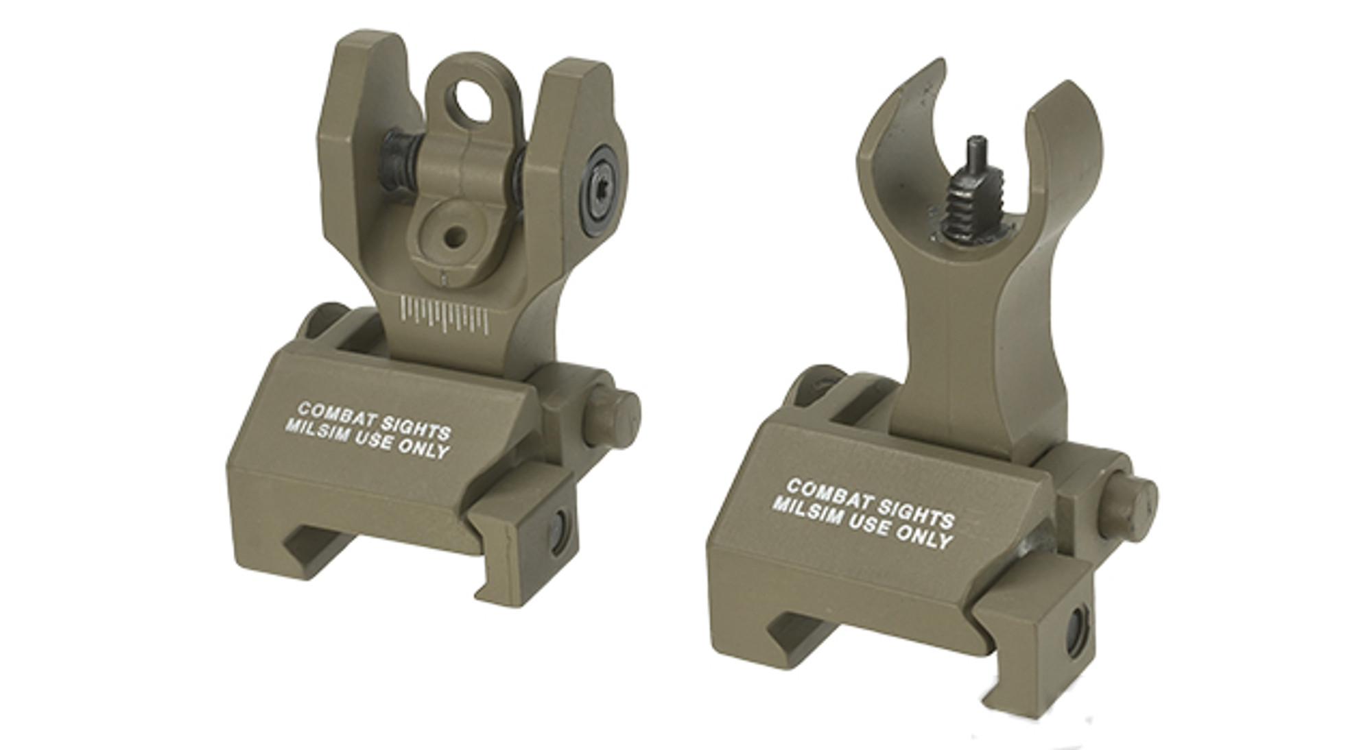 Echo1 Combat Flip-Up Front & Rear Iron Sights Set for Weaver  Picatinny  20mm rails - Tan