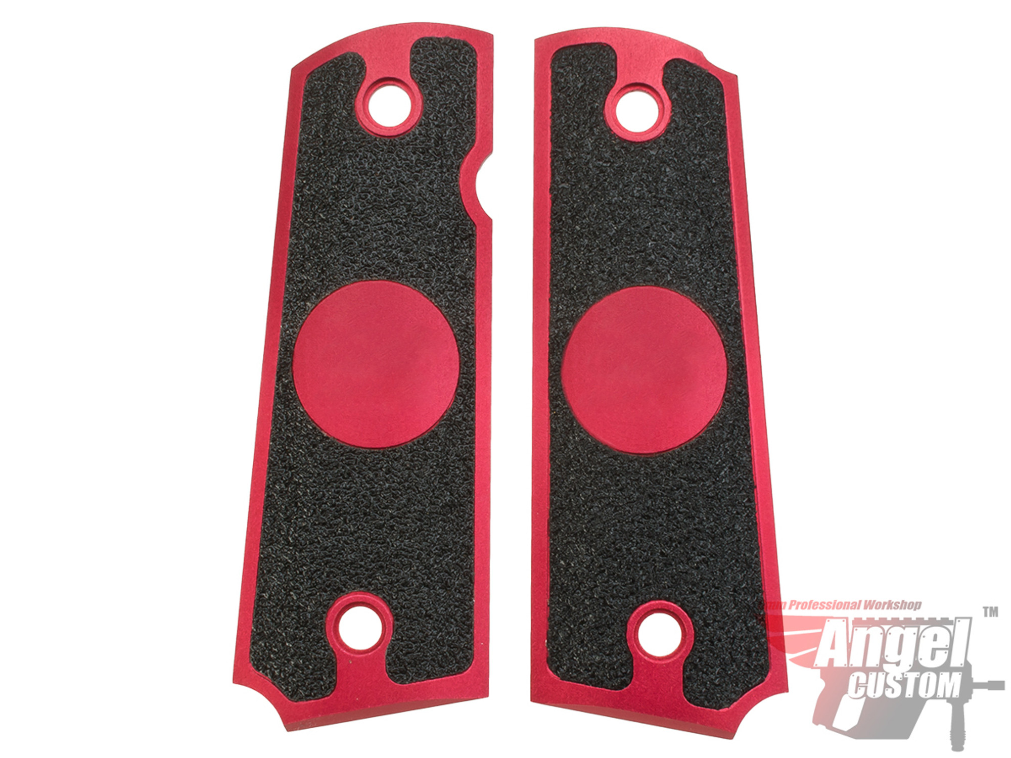 Angel Custom CNC Machined Tac-Glove "Zodiac" Grips for Tokyo Marui/KWA/Western Arms 1911 Series Airsoft Pistols - Red (Sign: Aquarius)