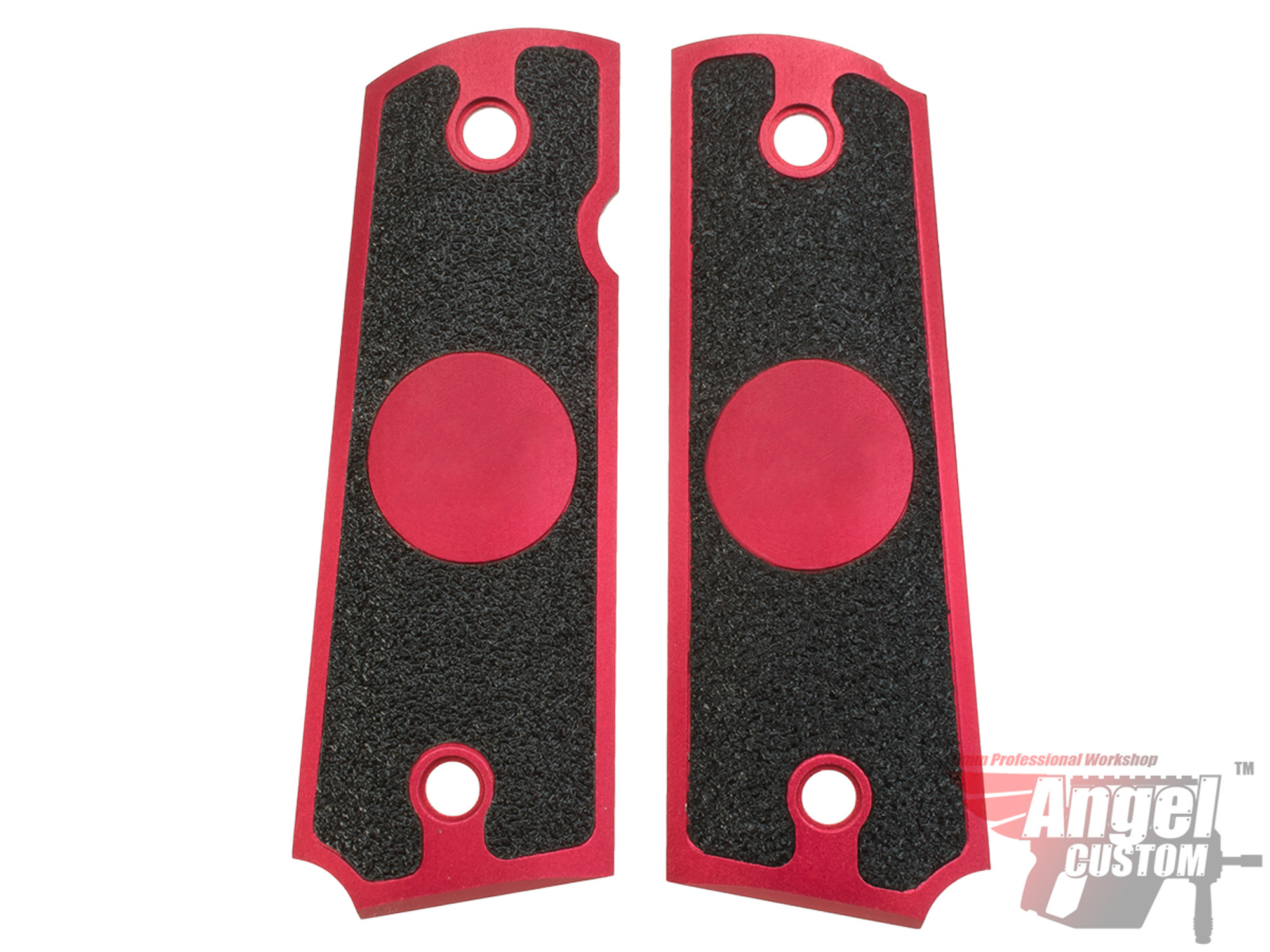 Angel Custom CNC Machined Tac-Glove Grips for Tokyo Marui/KWA/Western Arms 1911 Series Airsoft Pistols - Red