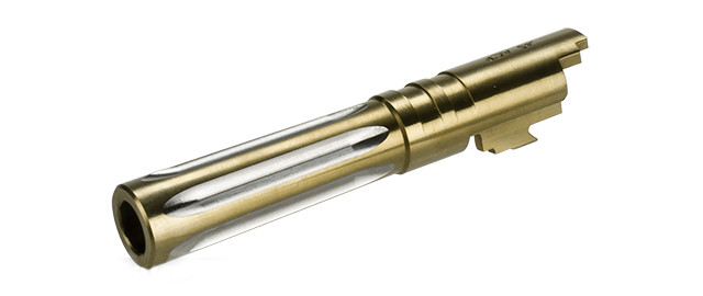 UAC Stainless Steel Fluted Outer Barrel for TM Hi-CAPA 4.3 Series Airsoft GBB Pistols - Gold (.45 ACP)