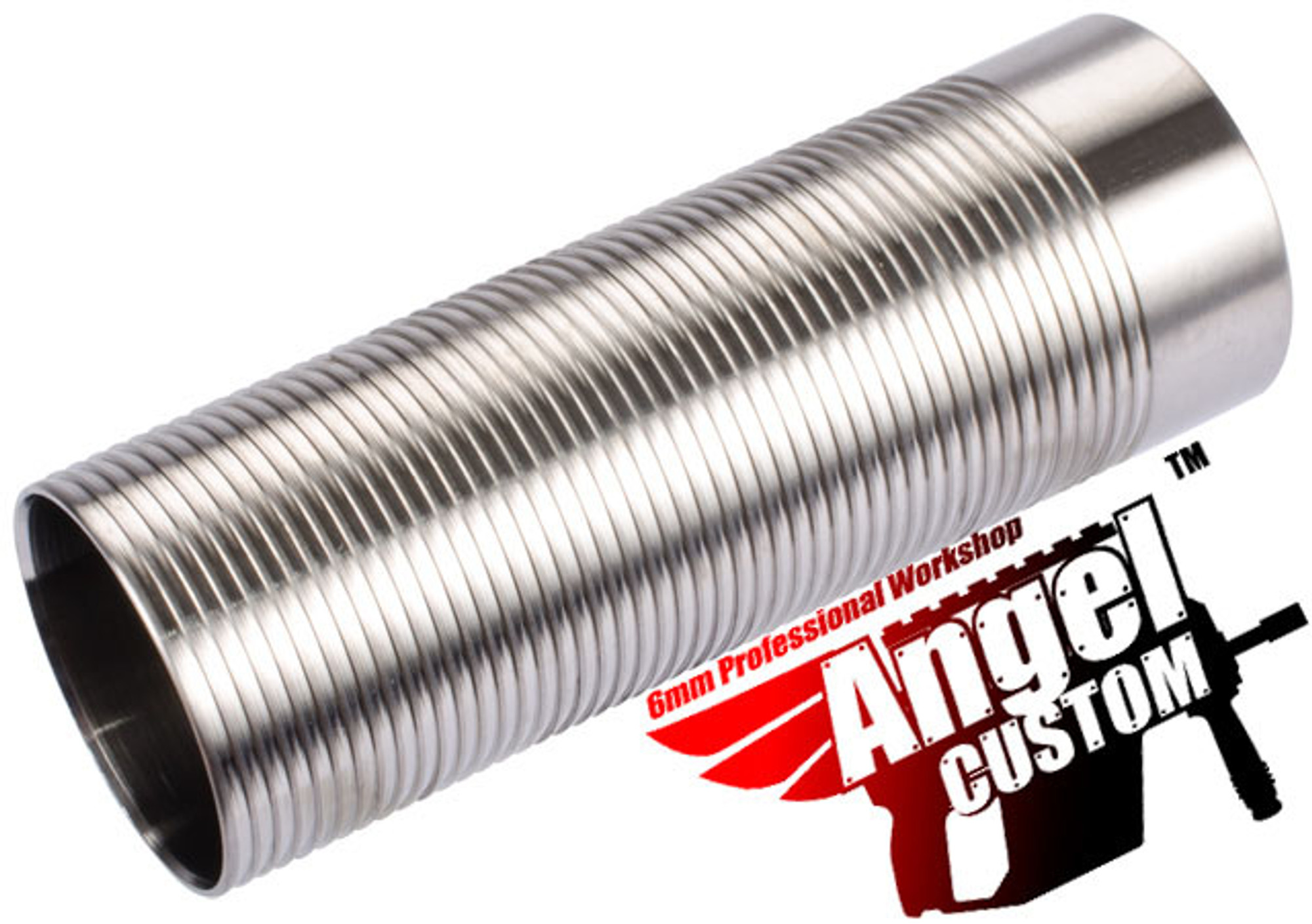Angel Custom CNC Advanced Stainless Ribbed Airsoft AEG Cylinder - Full Length