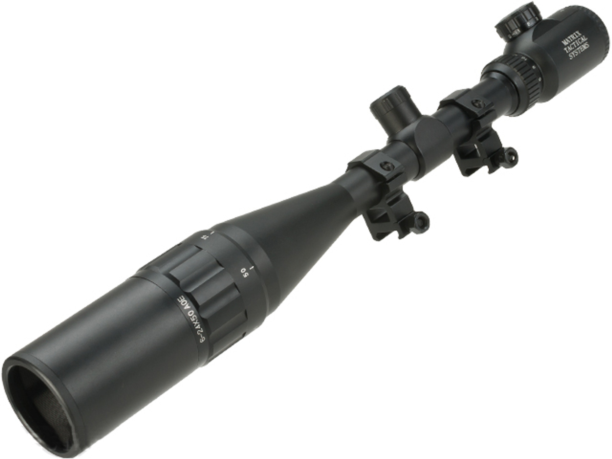 Matrix M2019 6-24x50AOE Illuminated Scope with Mounting Rings, Lens Covers and Sunshade
