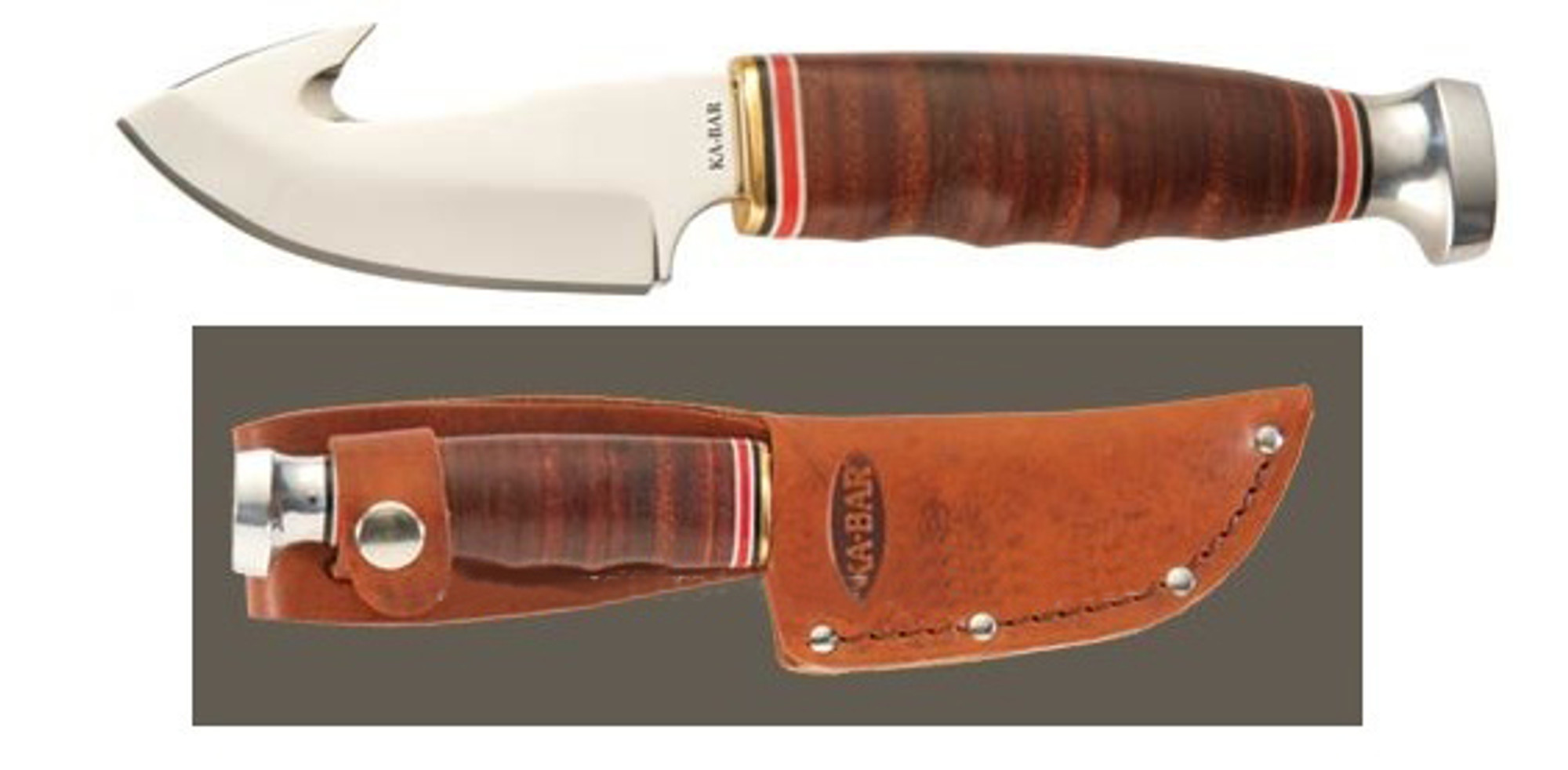 Ka-Bar 1234 Game Hook w/Tan Leather Sheath