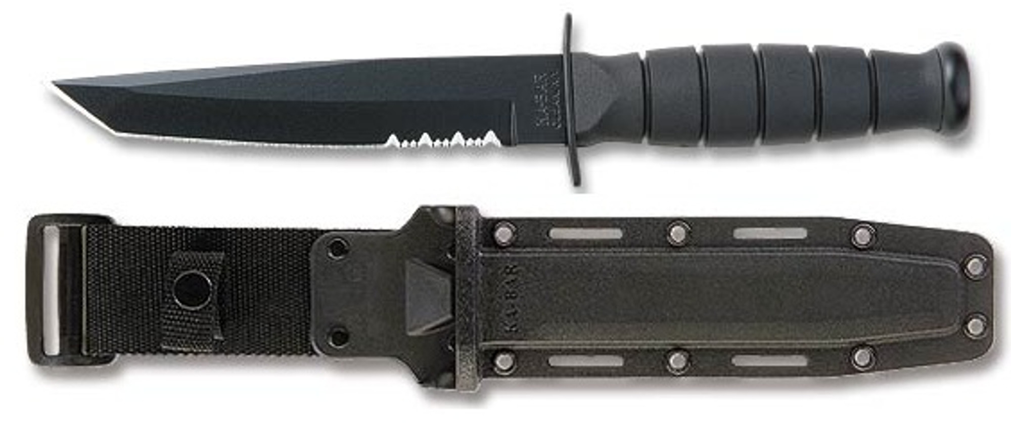 Ka-Bar 5055 Black Short Tanto Serrated Hard Sheath