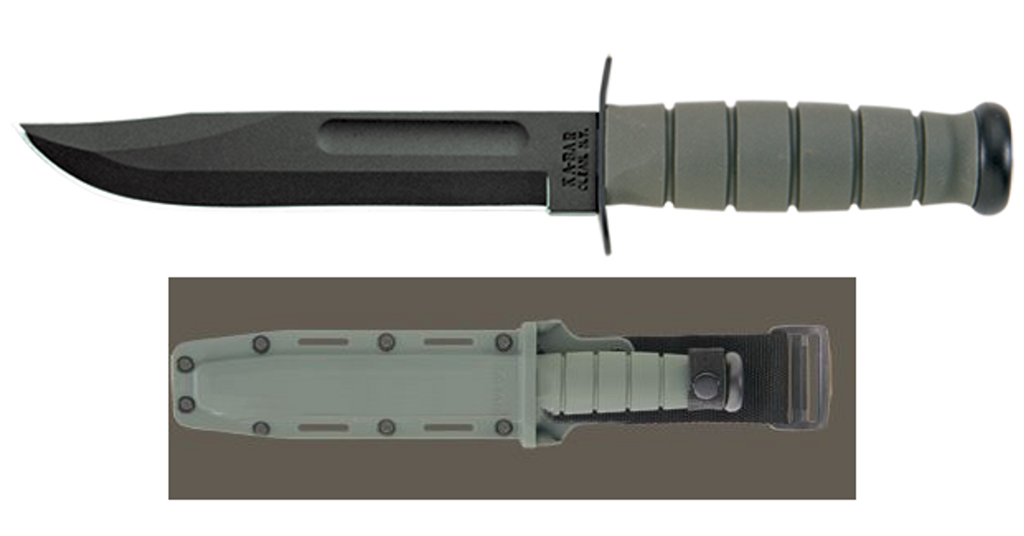 Ka-Bar 5011 Foliage Green Fighting Plain Edge W/ Hard Sheath