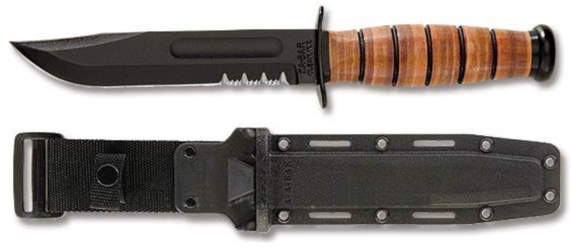 Ka-Bar 5019 Full Size Army w/ Serration - Black Hard Sheath