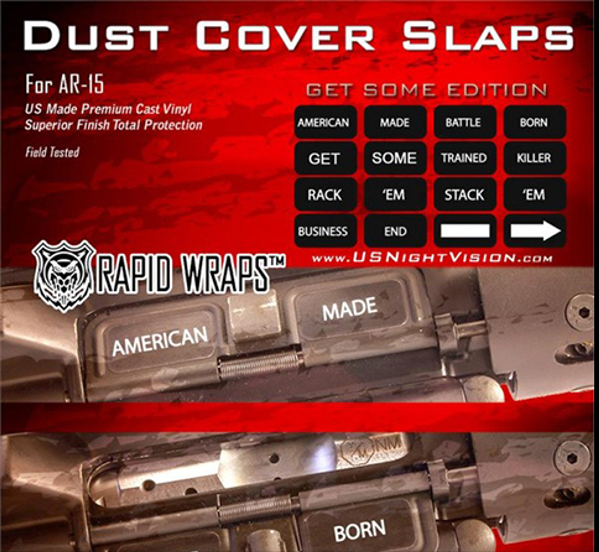 US NightVision Rapid Wraps™ Dust Cover Slaps - AR-15 Get Some Edition