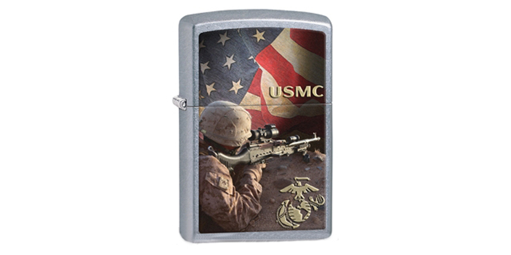 Zippo Classic Lighter USMC Brushed Chrome