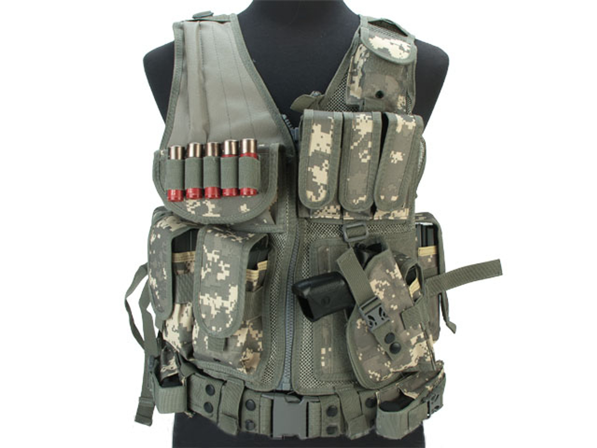 Matrix Special Force Cross Draw Tactical Vest w/ Built In Holster & Mag Pouches - ACU