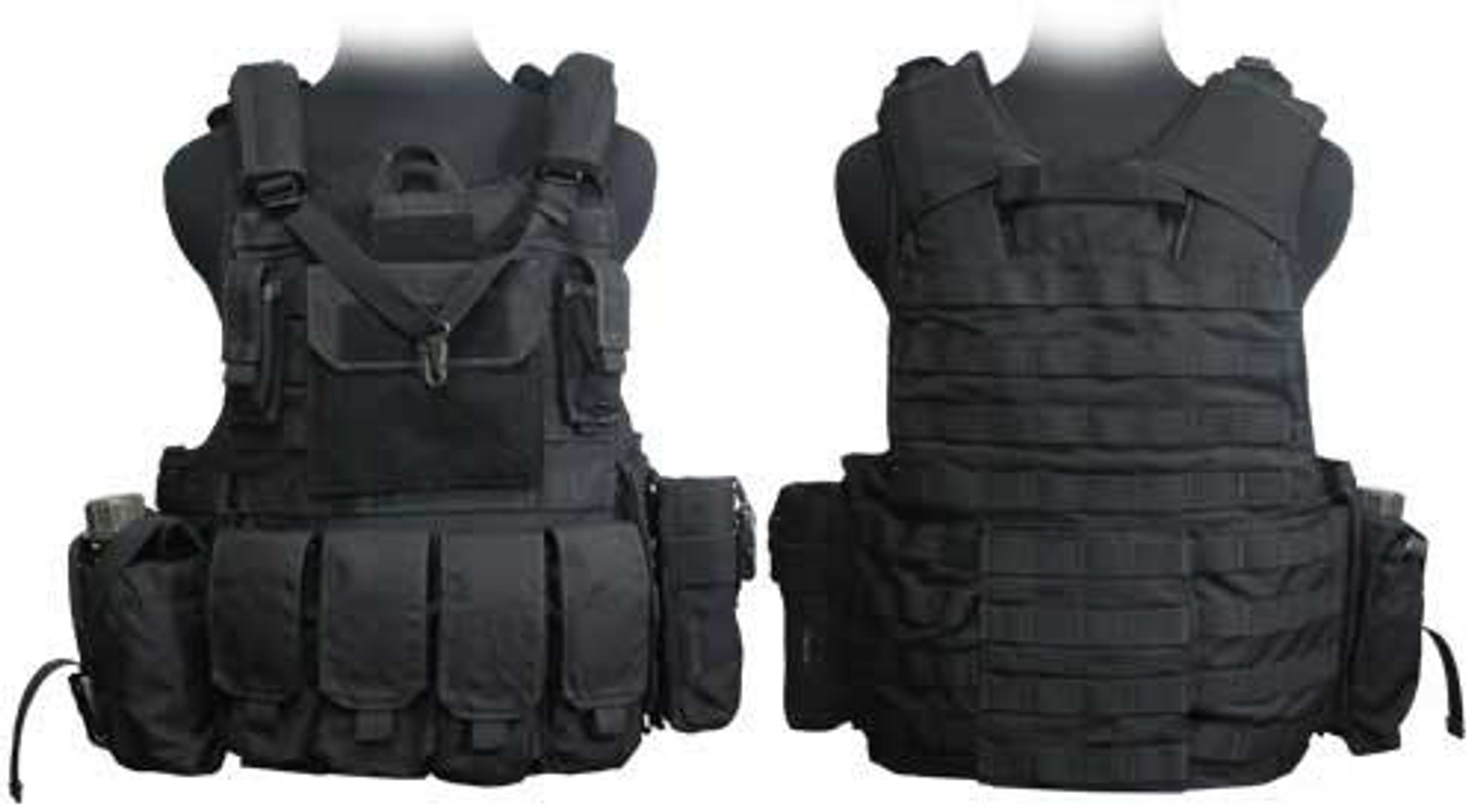 Phantom CORDURA 1000 Denier Force Recon Tactical Vest Full Set (Black / XL)