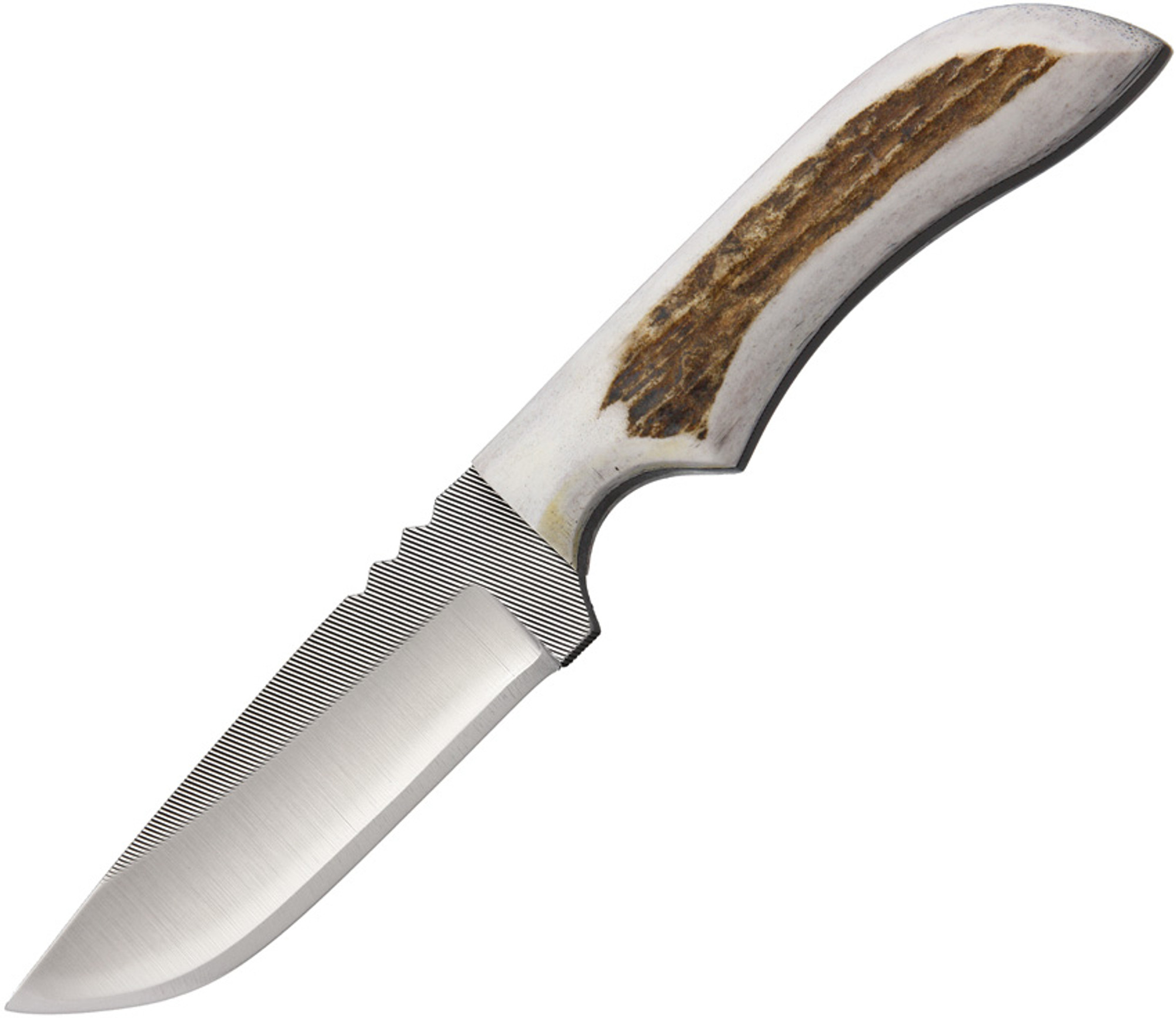 Anza JWK4FE Fixed Blade Elk Stag w/ Leather Sheath