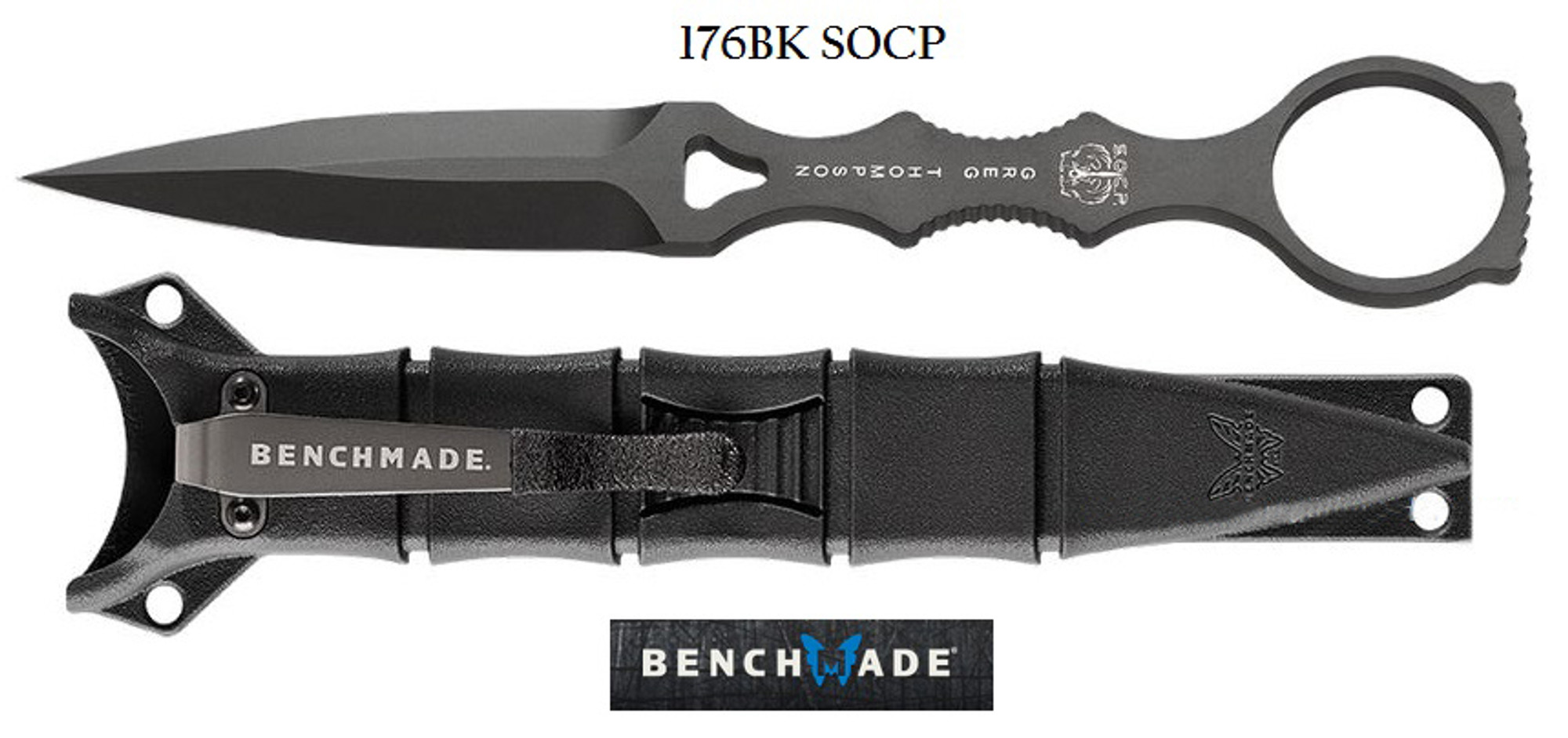 Benchmade 176BK SOCP Fixed Blade w/ Black Sheath