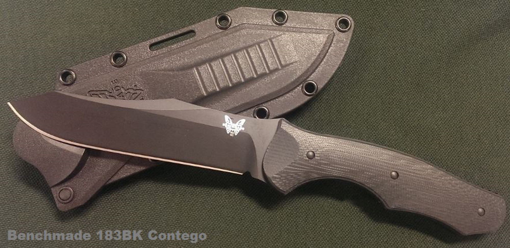 Benchmade 183BK Fixed Contego Black Plain Edge w/ Kydex Sheath