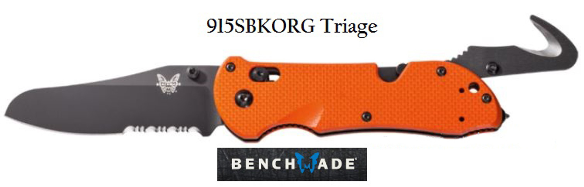 Benchmade 915SBKORG Triage Black blade w/Serration