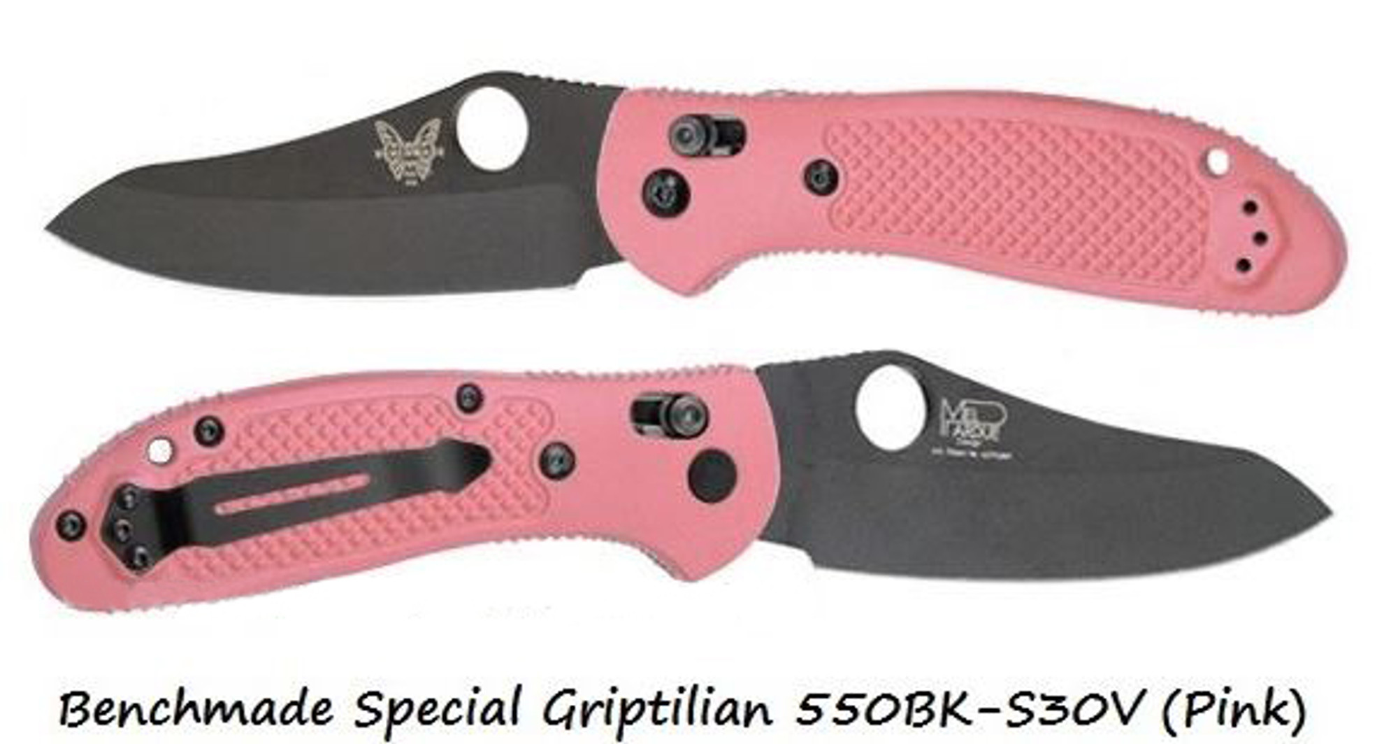 Benchmade Griptilian 550HG Black S30V Light Pink