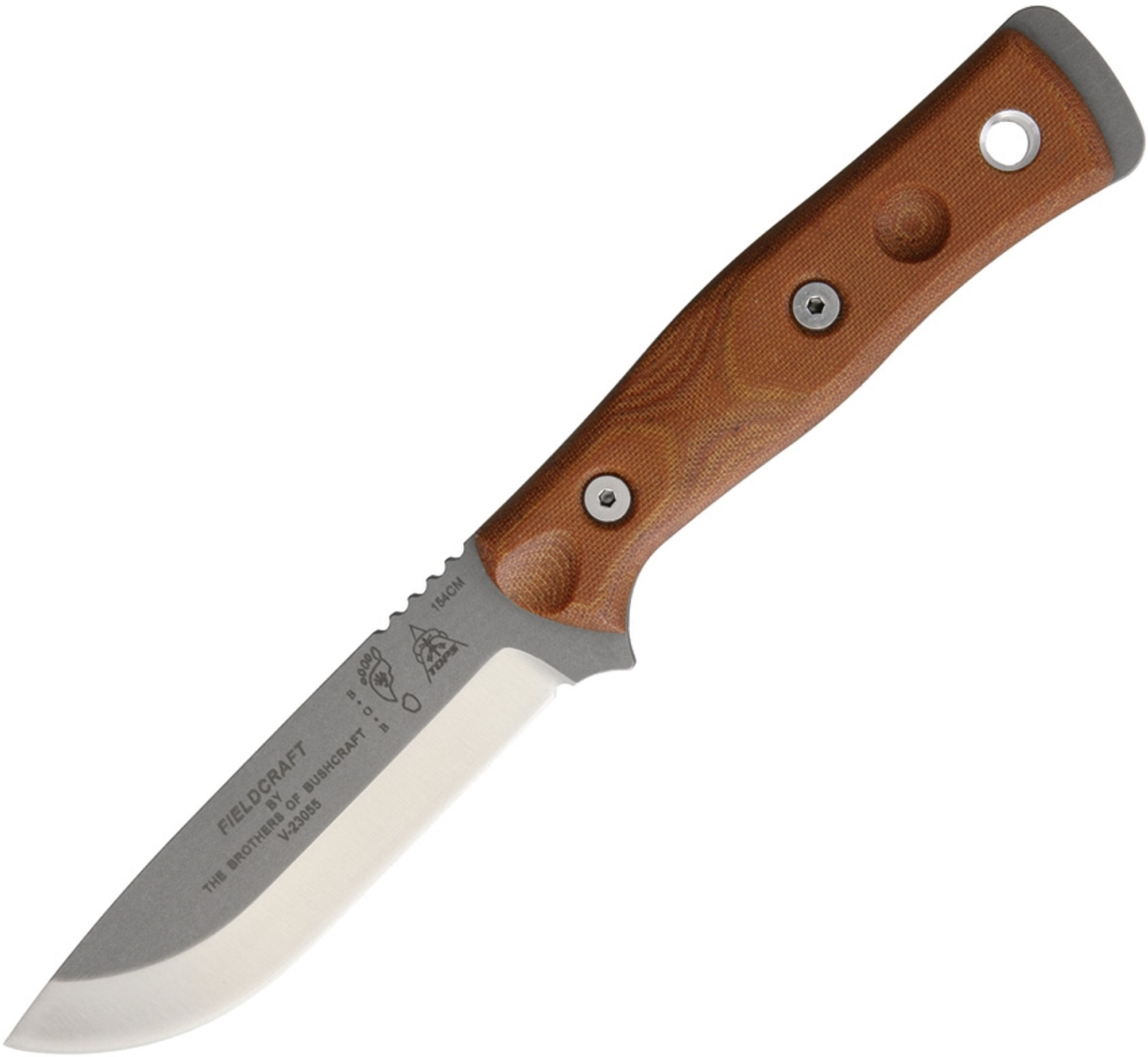 TOPS BROS154TC B.O.B. Hunter 154CM Tan Canvas Micarta