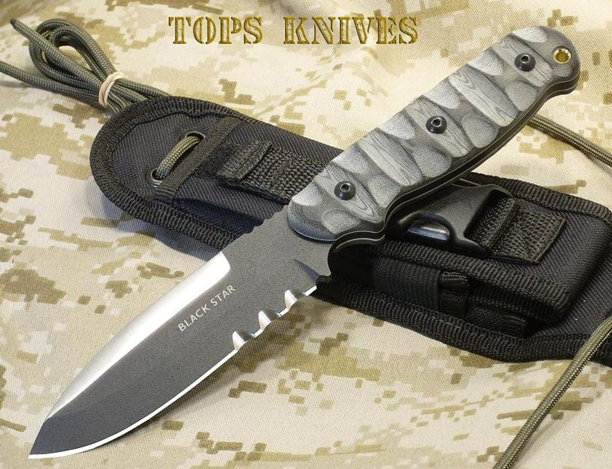 TOPS BSE01 Black Star Evolution w/Black Ballistic Nylon Sheath