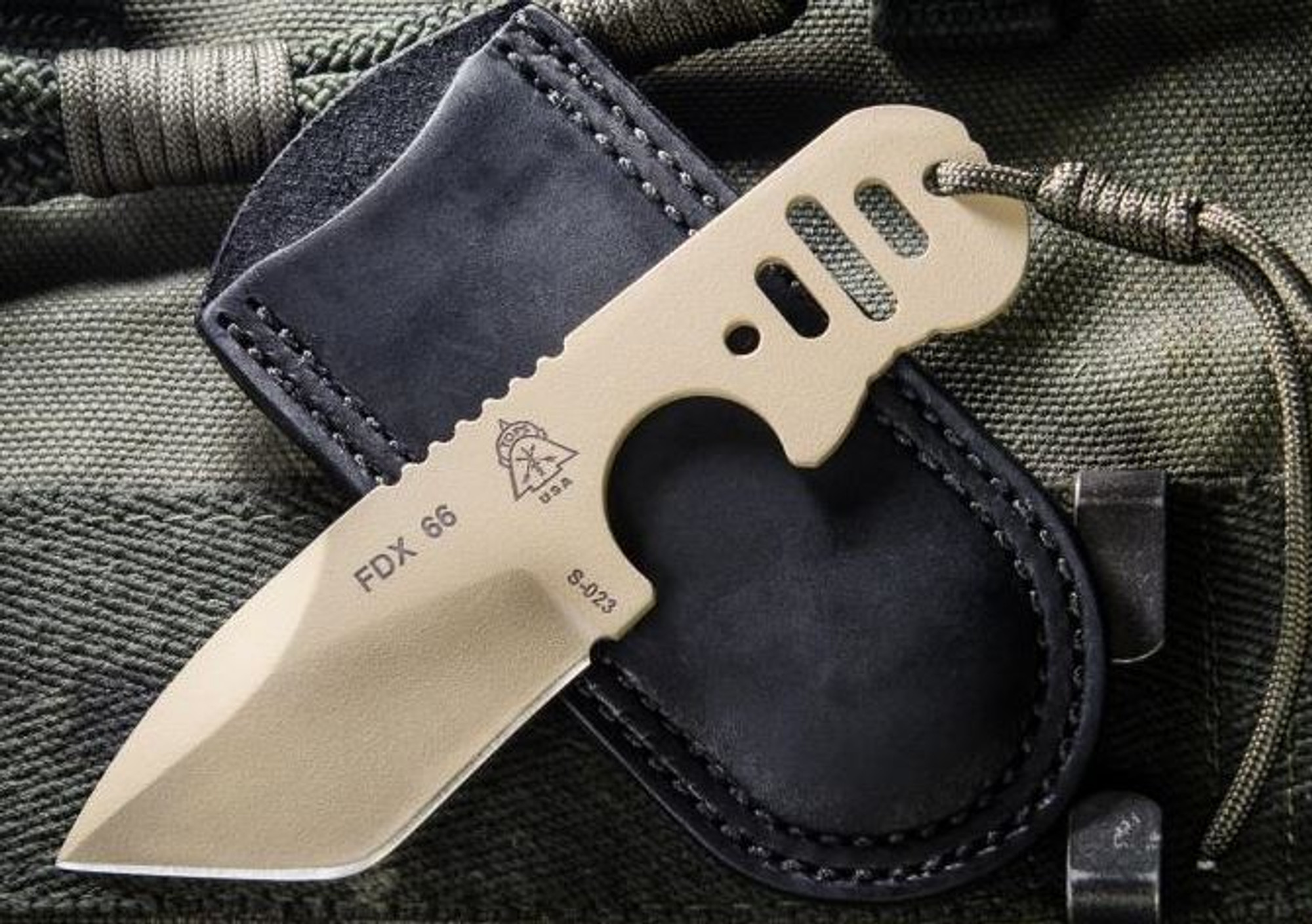 TOPS FDX66 Fixed Blade w/Leather Sheath