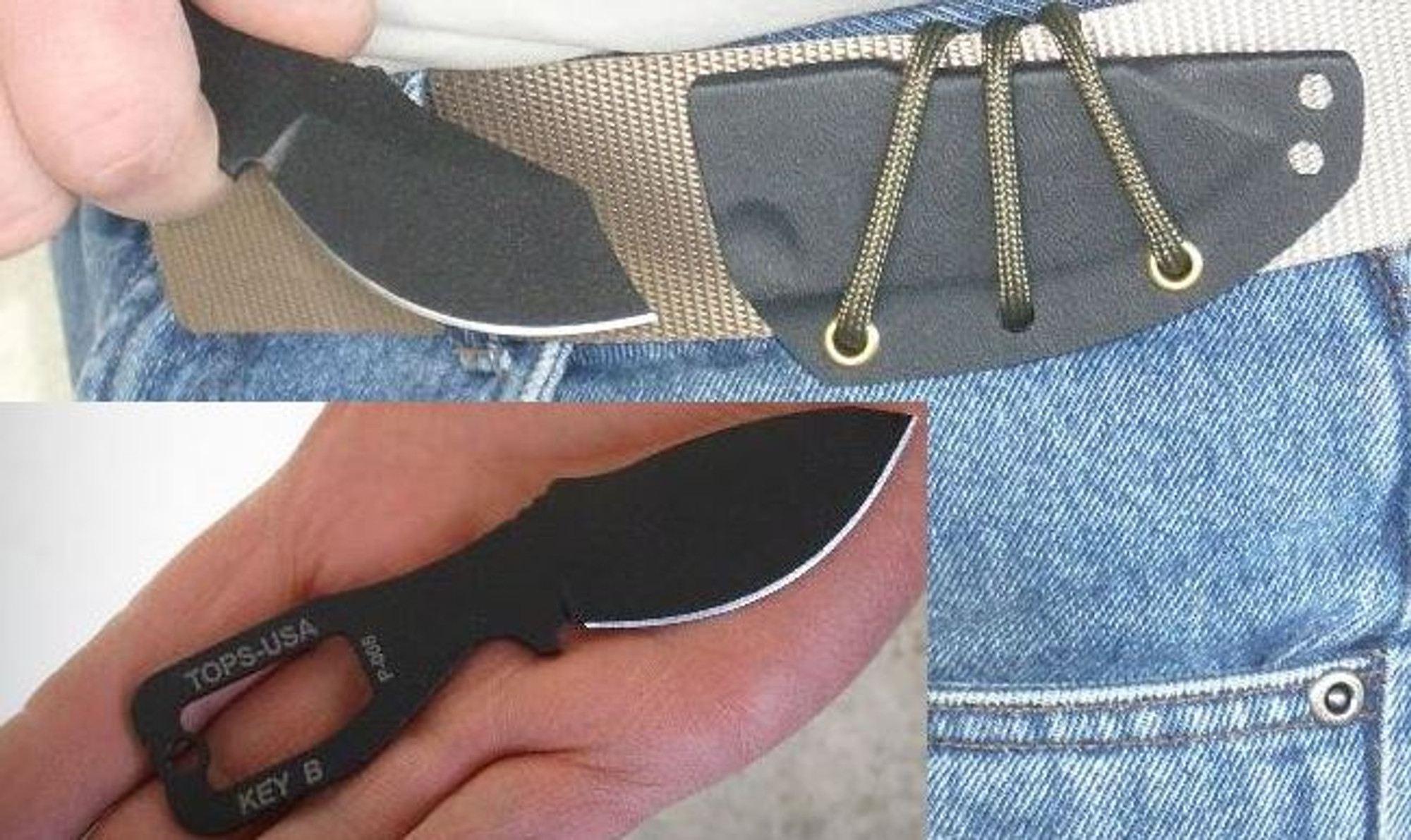 TOPS Key A Knife w/Kydex Sheath