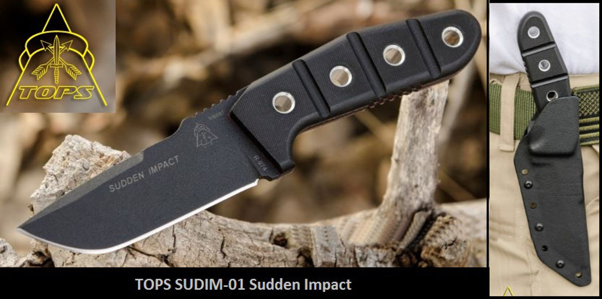 TOPS SUDIM01 Sudden Impact w/Kydex Sheath