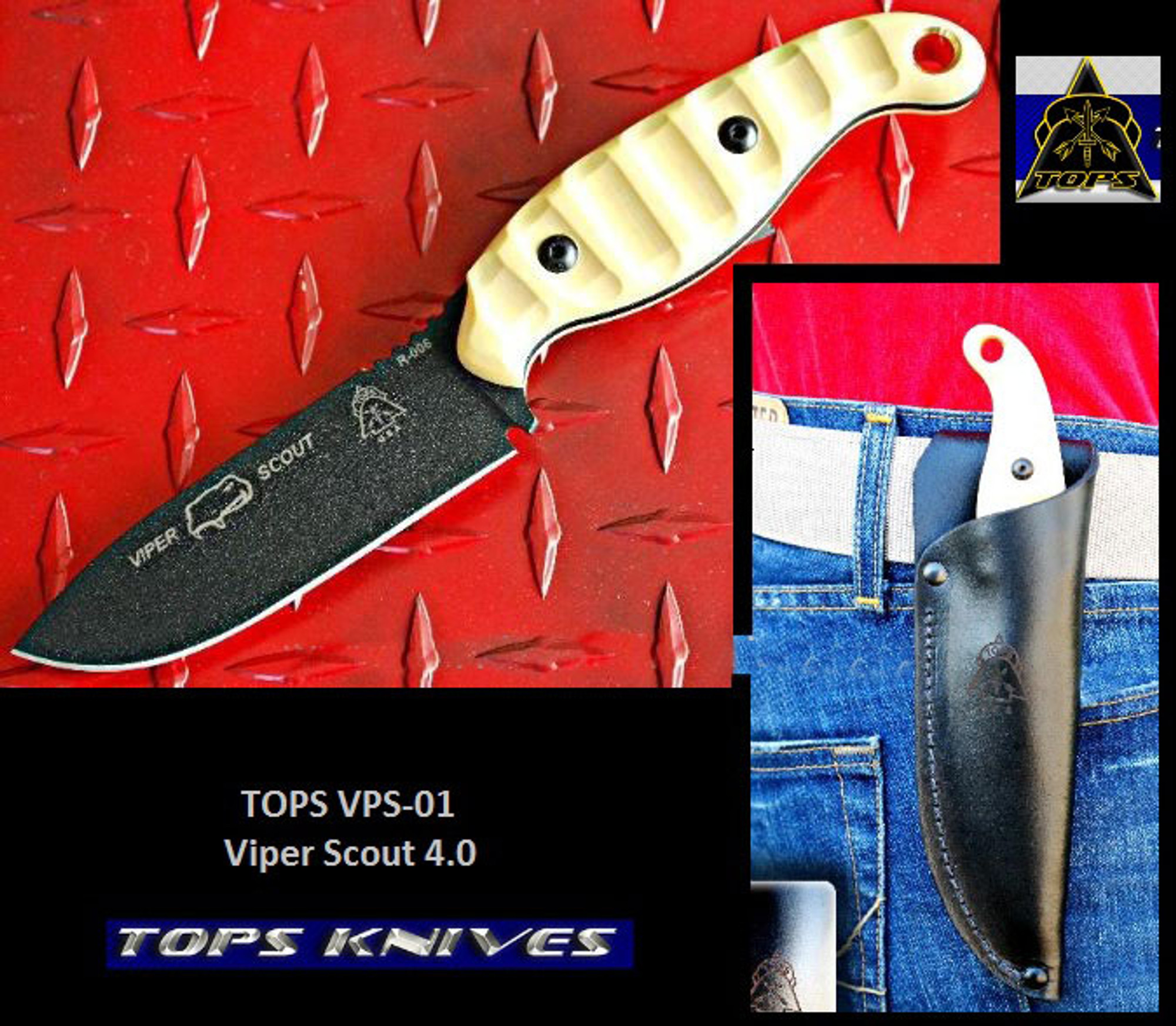 TOPS VPS01 Viper Scout 4.0 w/ Leather Sheath