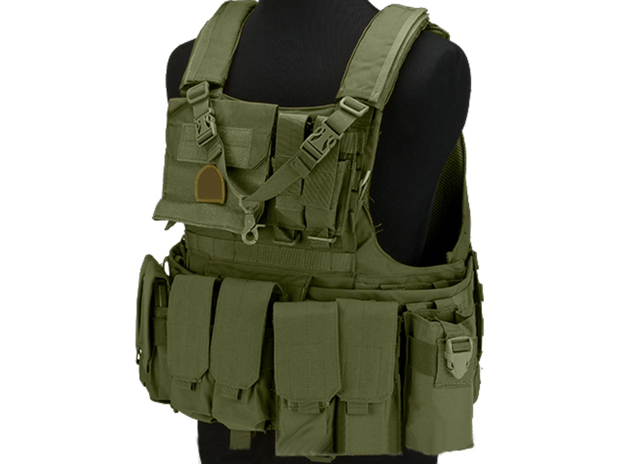 Matrix Assault Plate Carrier Vest w/ Cummerbund & Pouches - OD Green