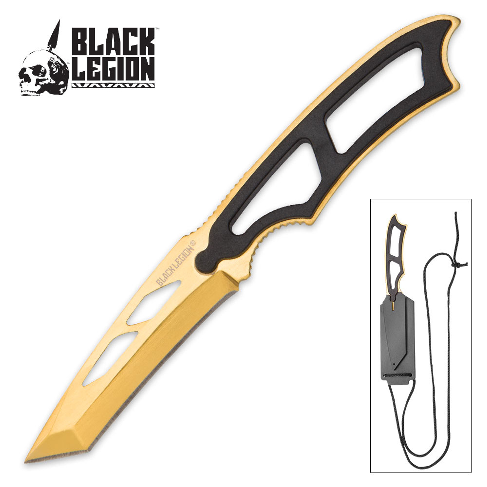 Black Legion Gold Tactical Neck Knife – With Sheath