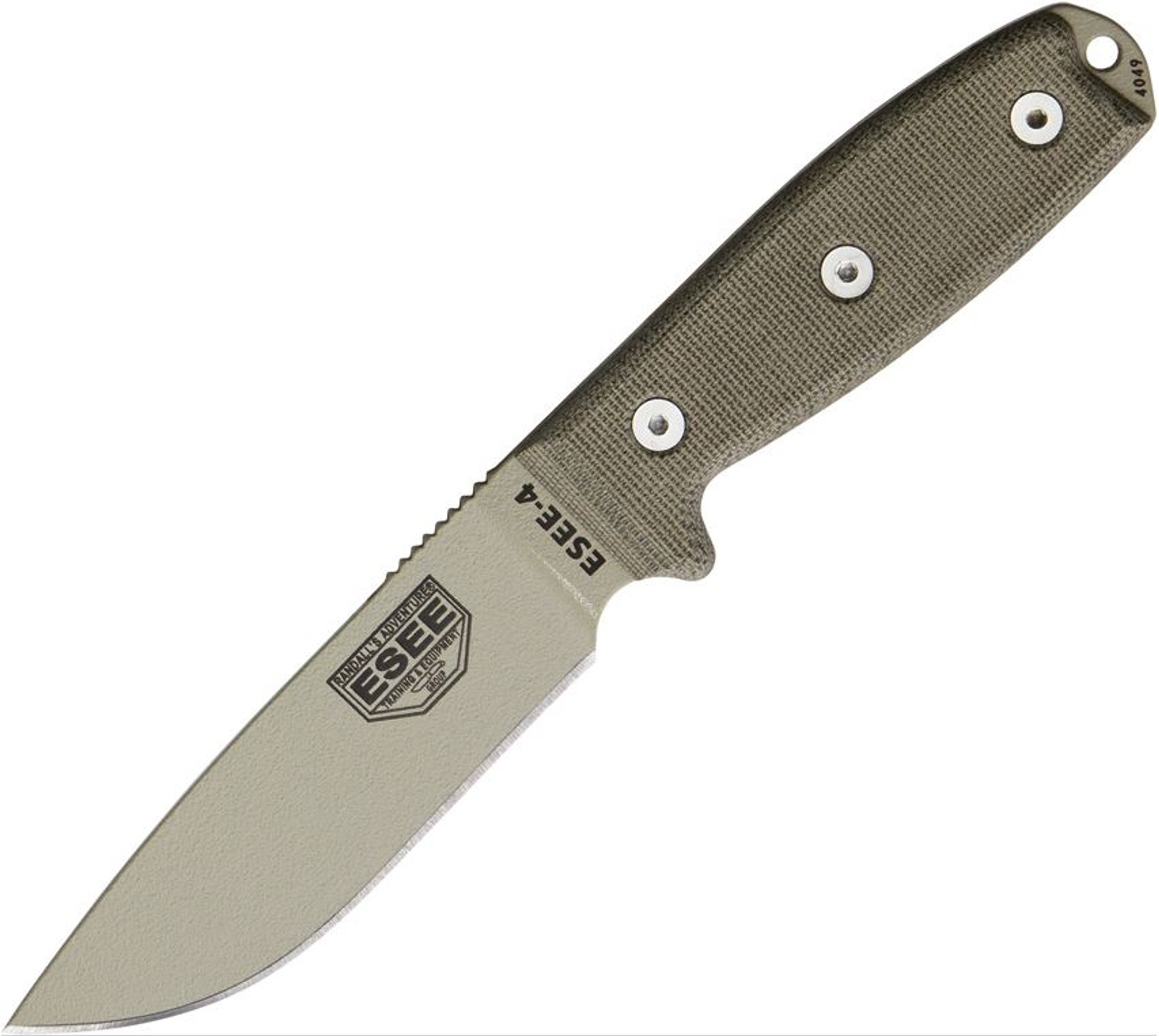 ESEE 4P-DT Desert Tan Plain Edge, OD Green Molded Sheath