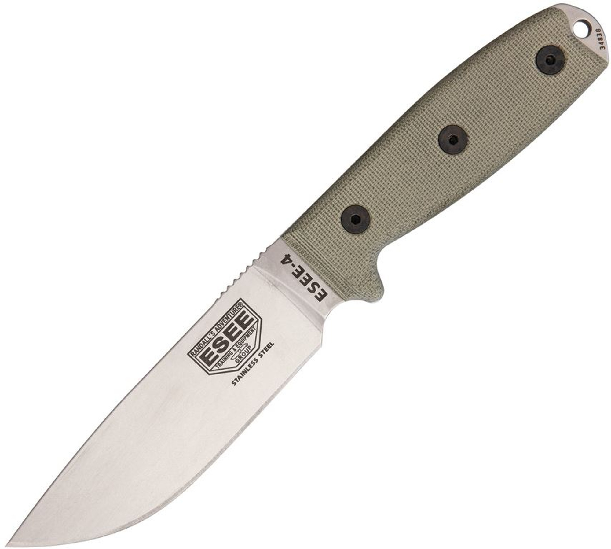 ESEE 4P-MB-SS Stainless Plain Edge, Black Sheath MOLLE Back