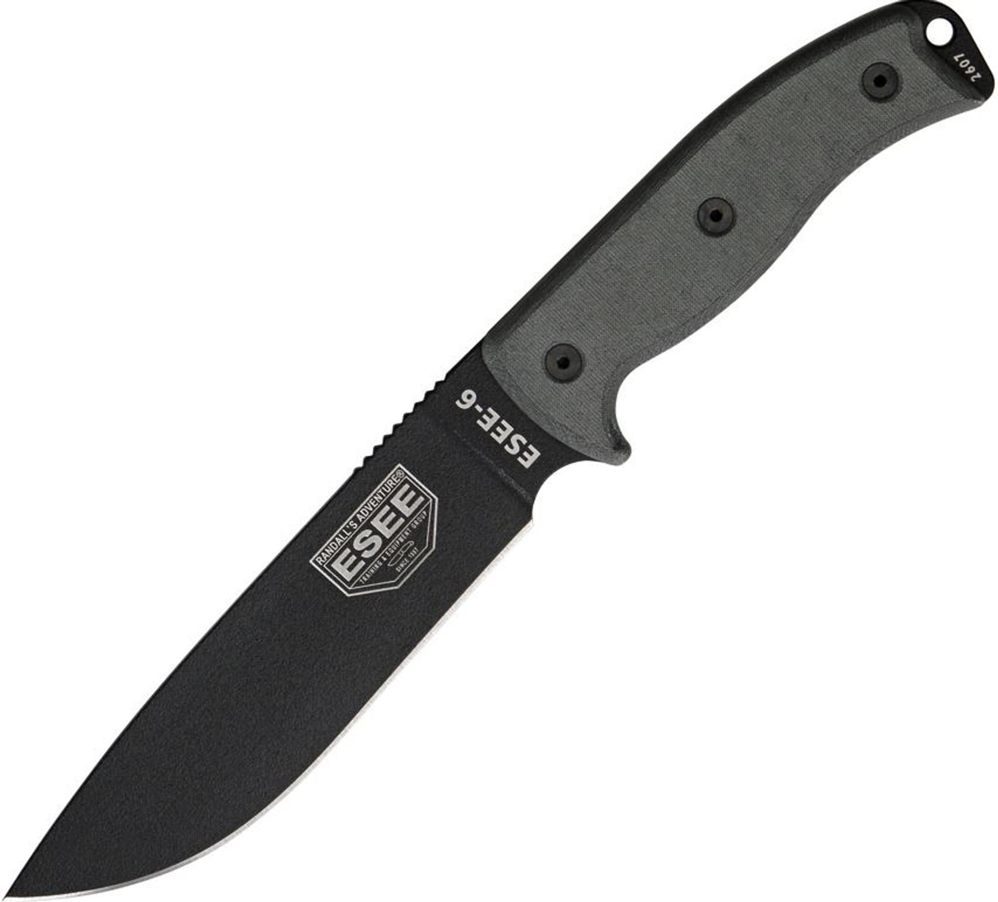 ESEE 6P-B Black Plain Edge Blade, Black Molded Sheath