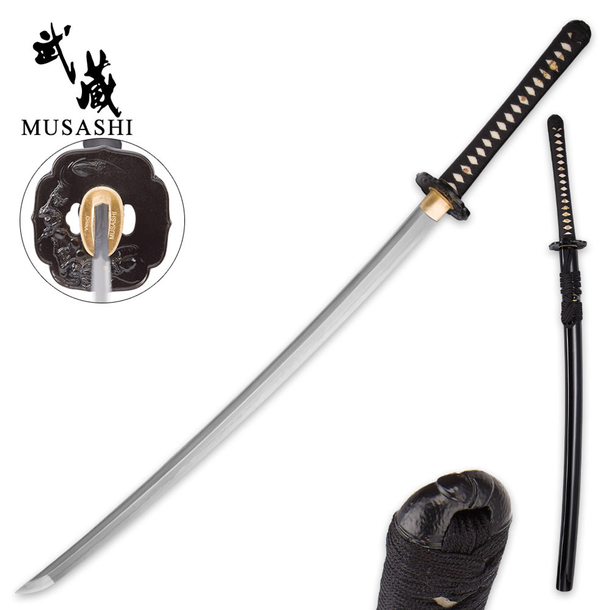 Musashi Hand-Forged Samurai Sword With Black Scabbard