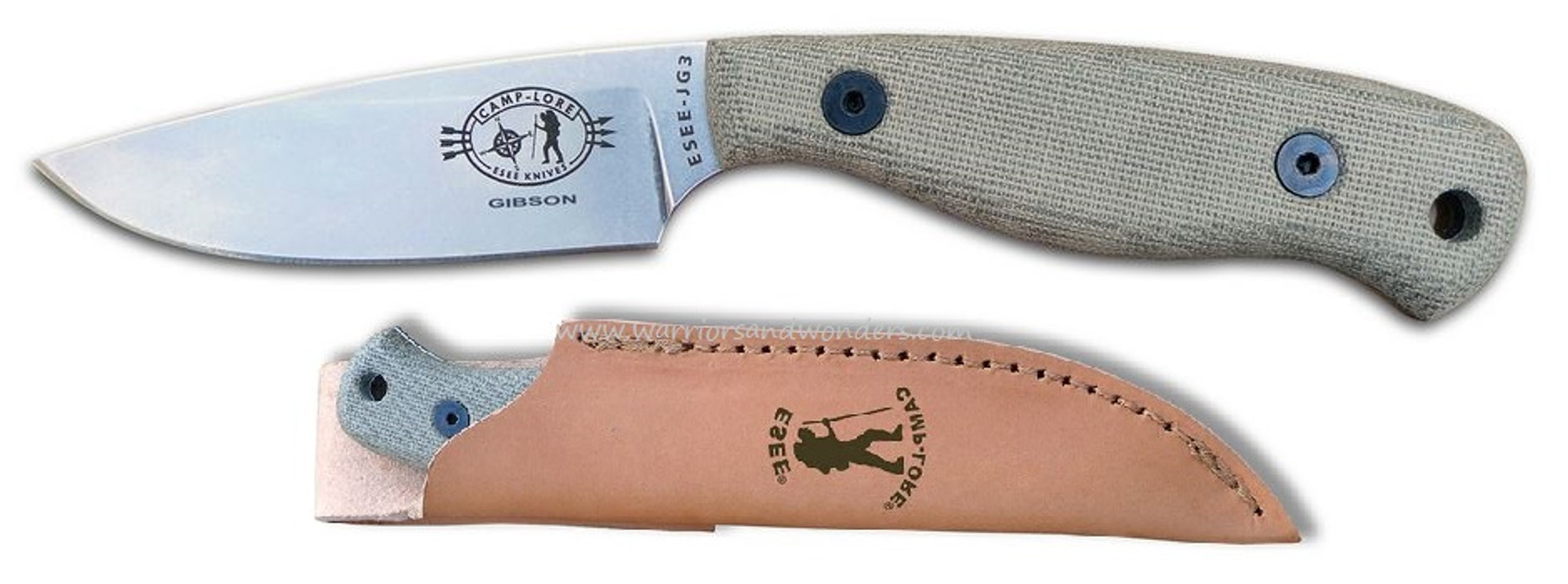 ESEE JG3 Camp-Lore by James Gibson with Leather Sheath