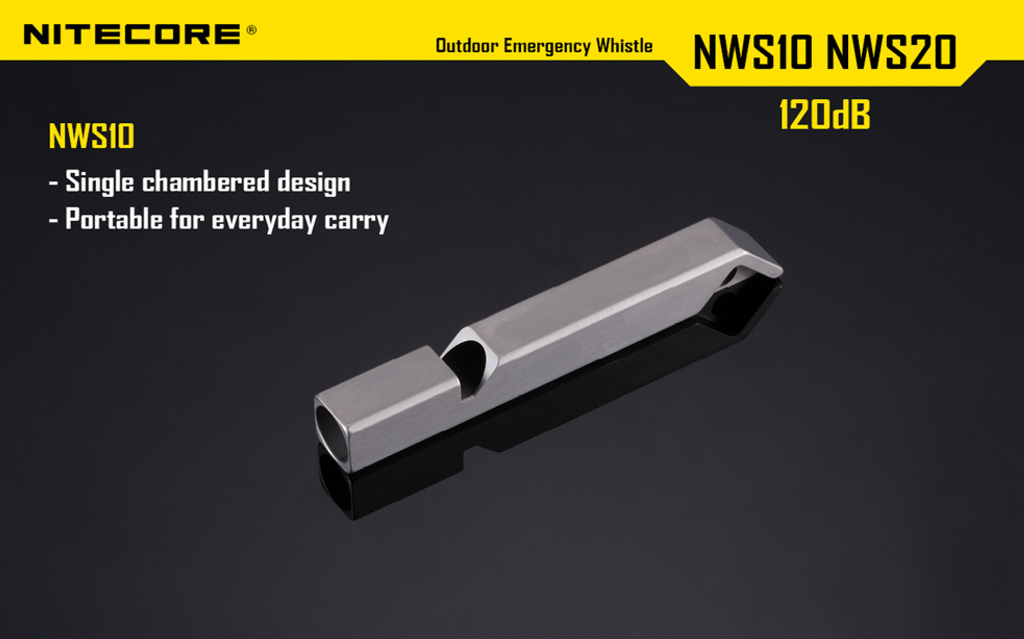 Nitecore NWS10 Emergency Titanium Whistle - 120dB