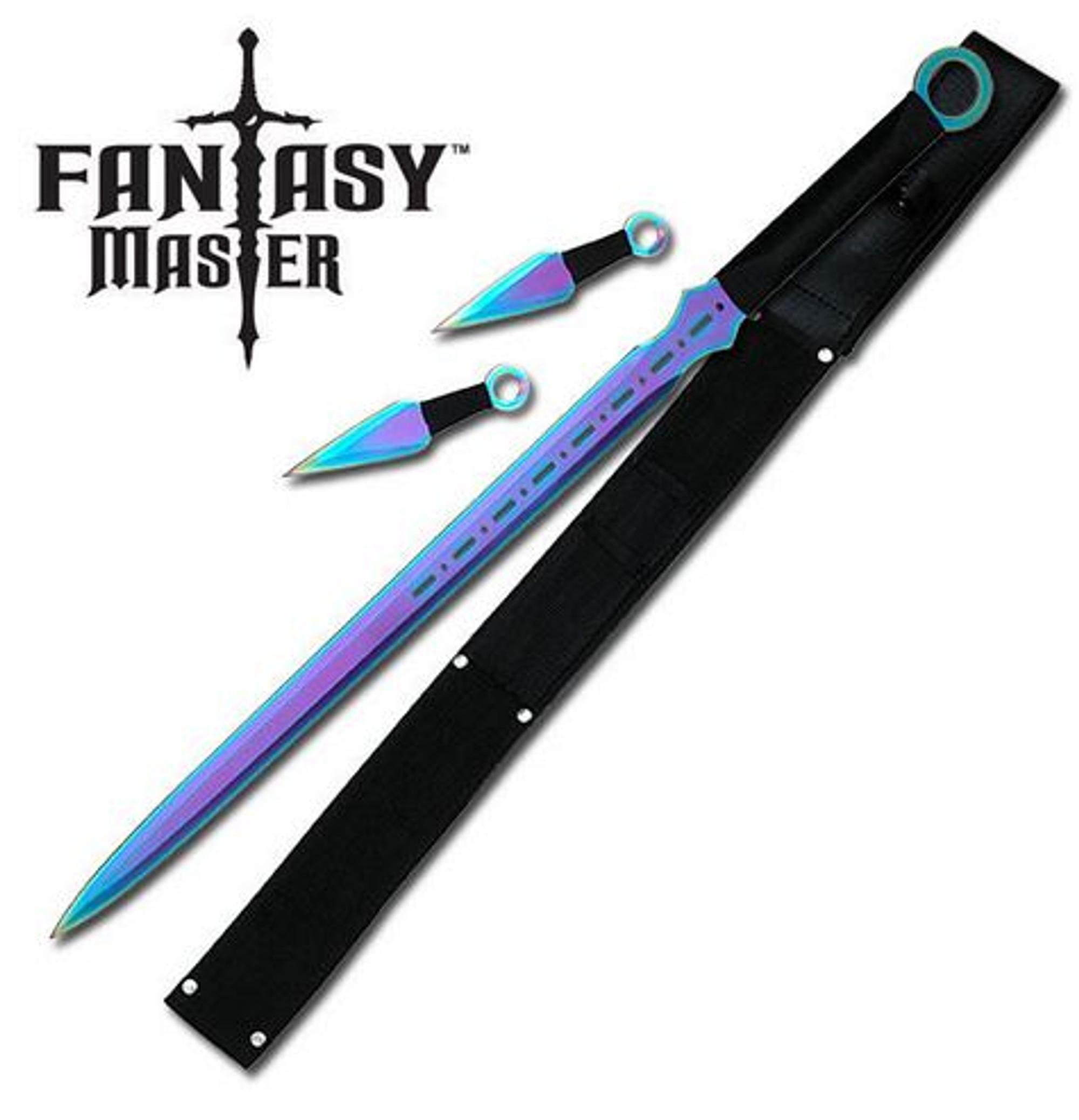 Fantasy Master FM644DRB Sword & Thrower Set - Rainbow