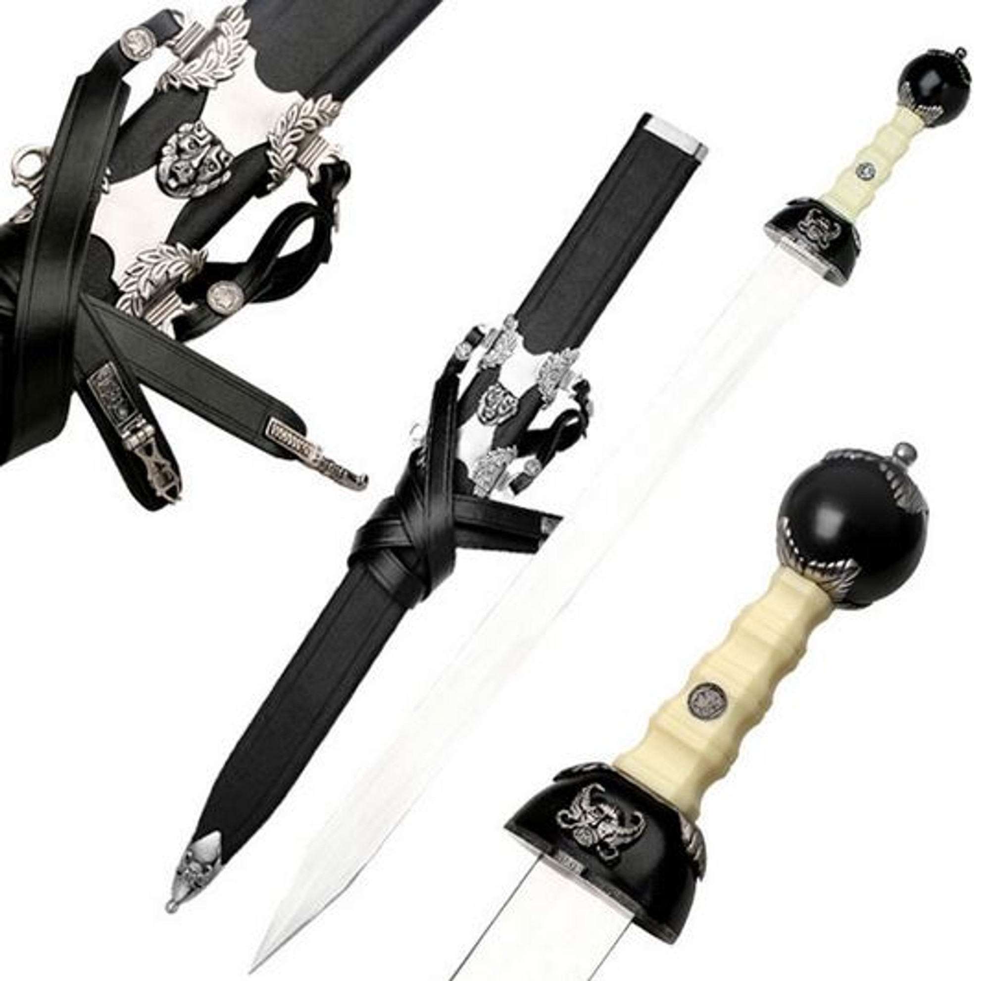 MC D819BK Gladiator Sword w/Black Scabbard (Unedged)