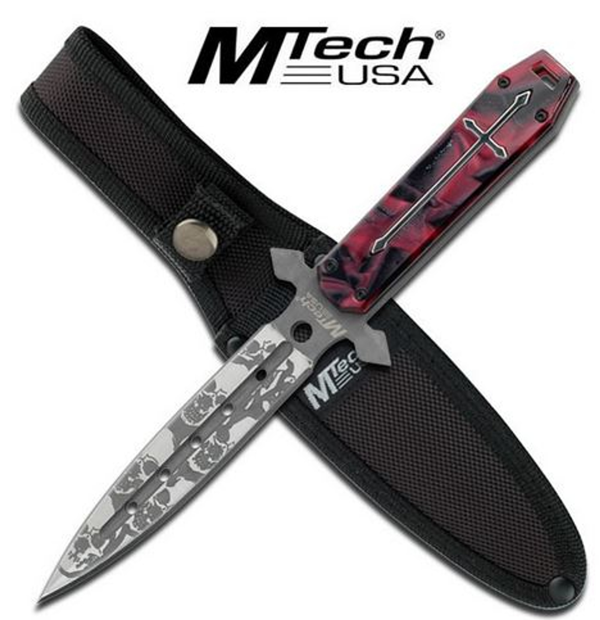 MTech MT2023RD Cross Skulls Dagger - Red