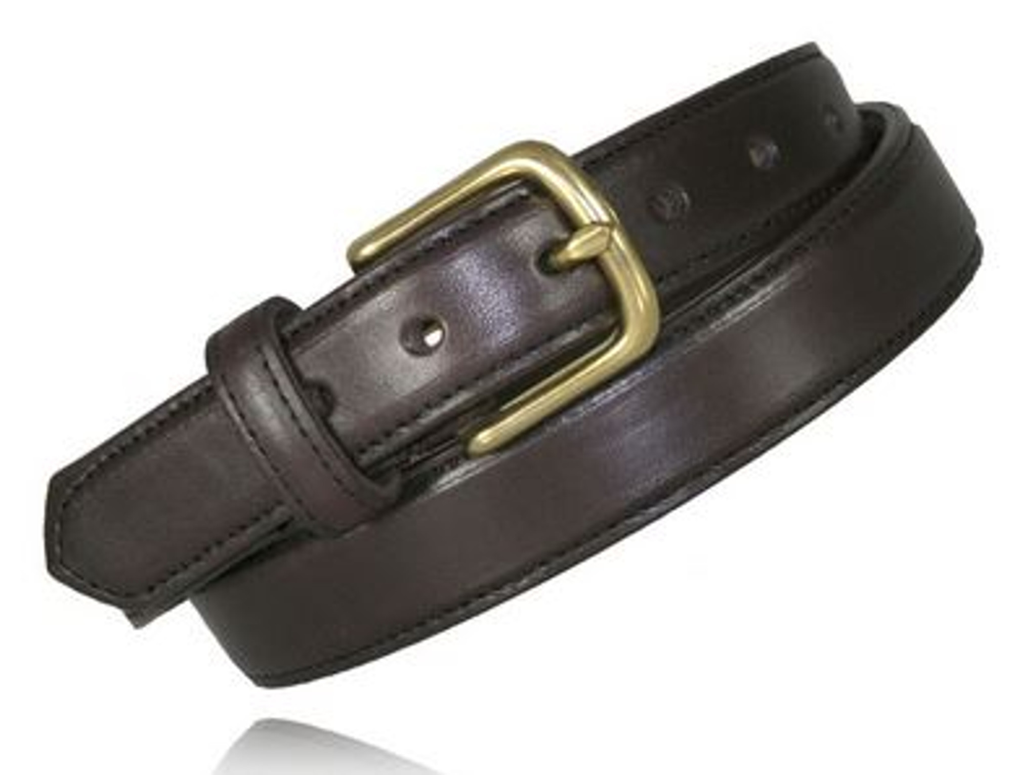 Boston Leather 6425 1.25" Feather Edge Dress Belt - Brown