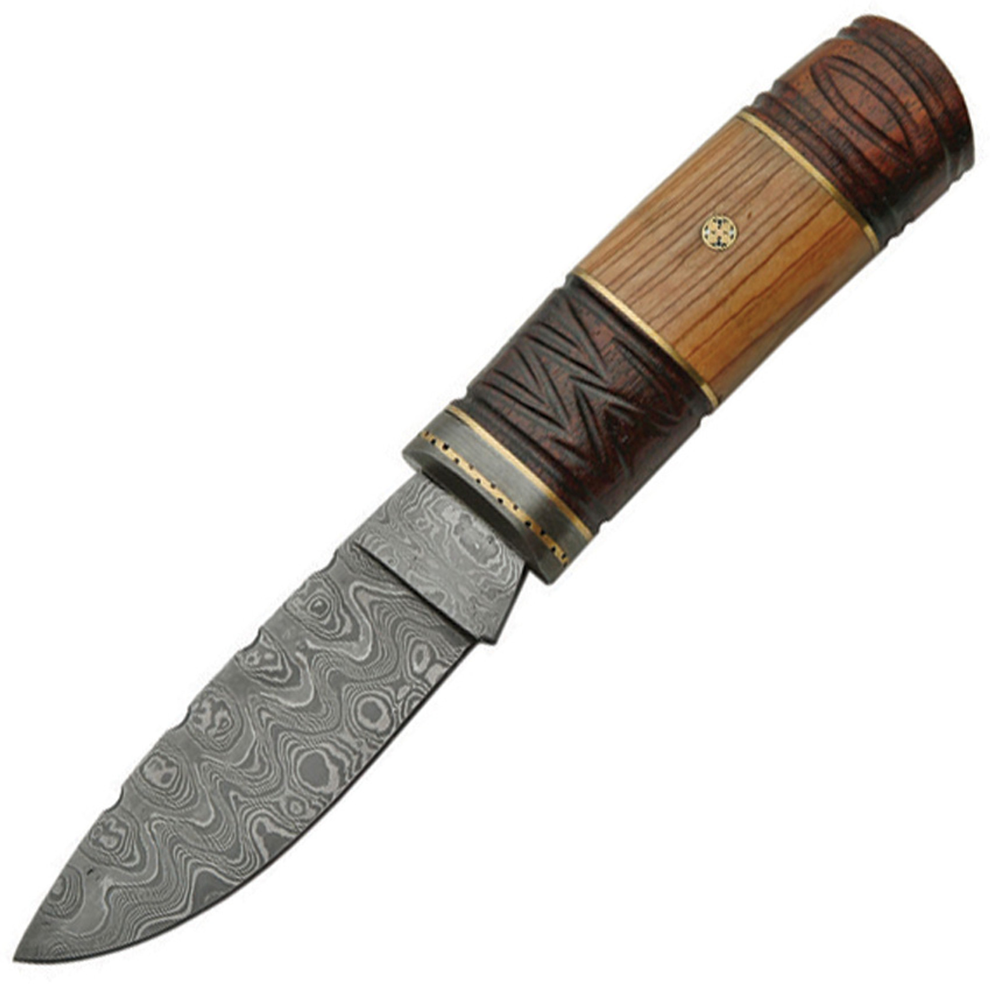 Damascus 1082 Mosaic Hunter w/ Leather Sheath